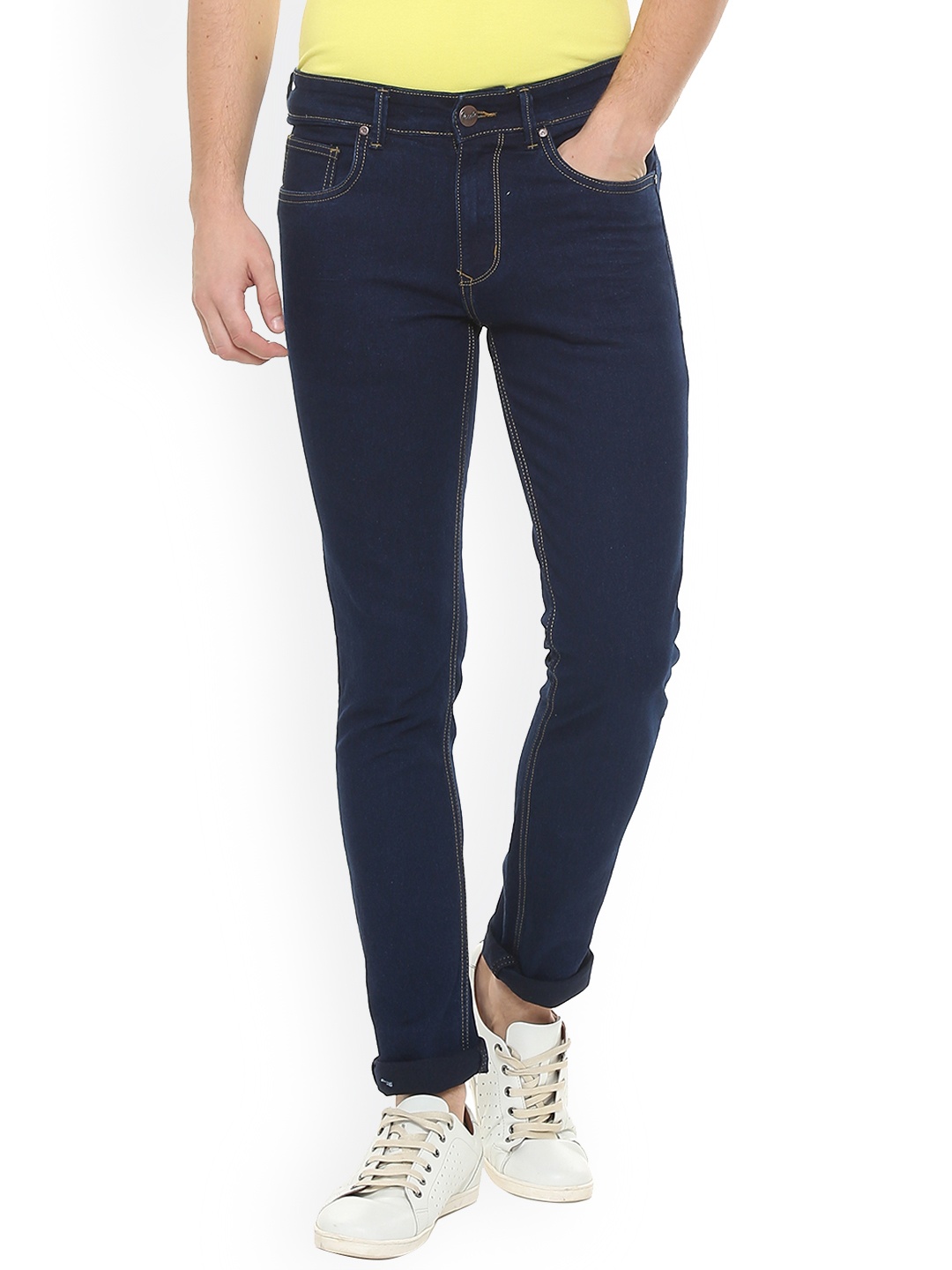 

People Men Navy Blue Slim Fit Mid-Rise Clean Look Stretchable Jeans