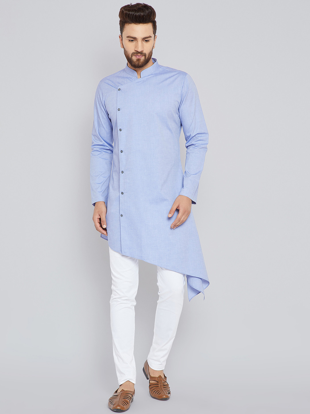 

See Designs Men Blue Solid Kurta with Trousers