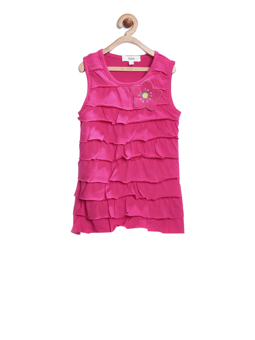 Sera Girls Fuchsia Solid Tiered Top
