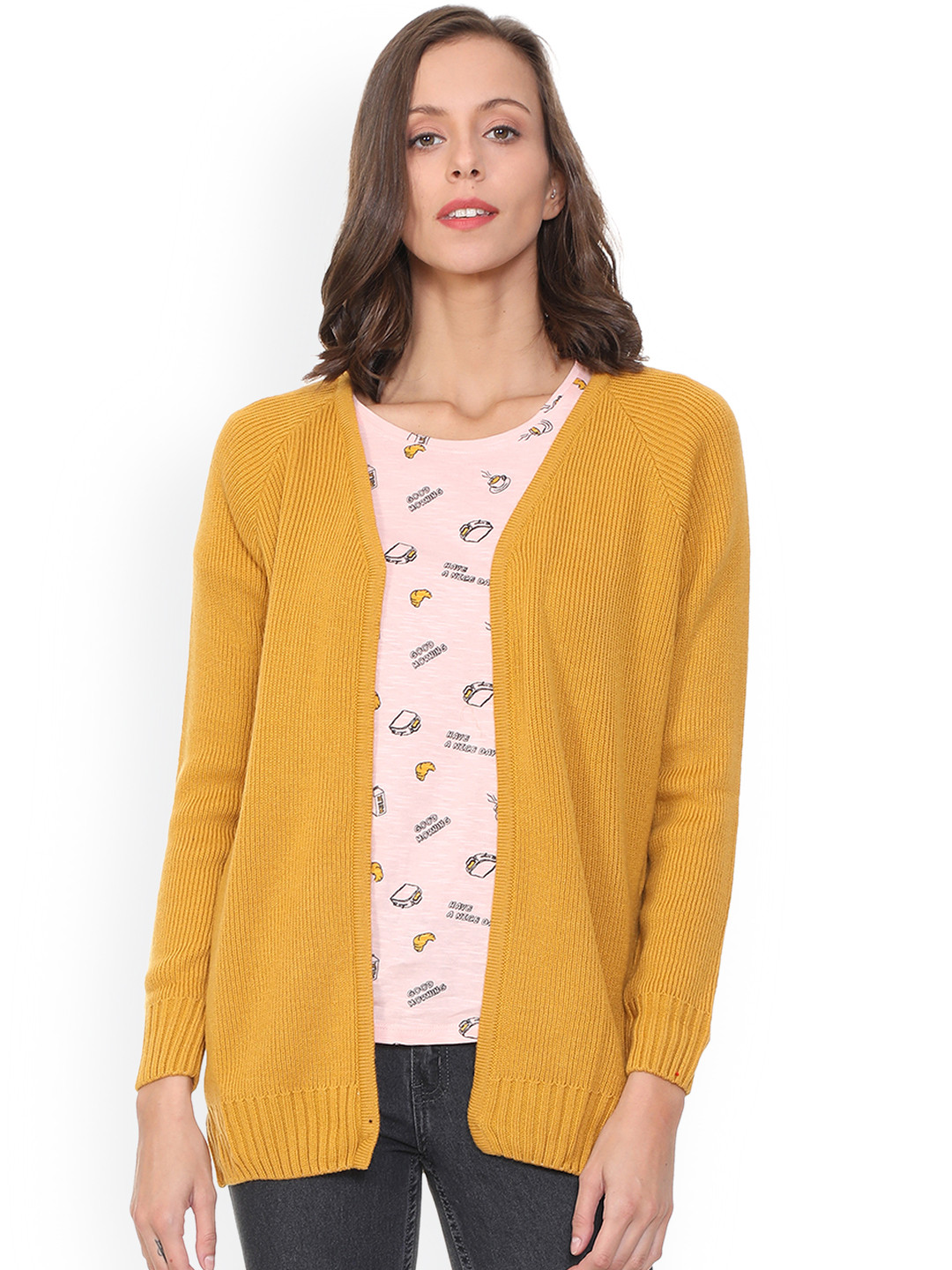 

People Women Yellow Self Design Front-Open