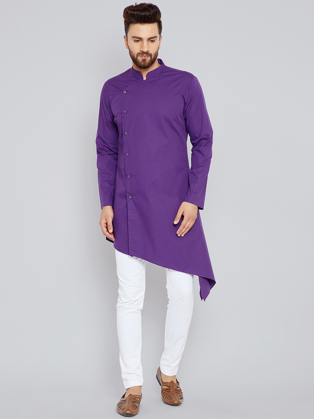See Designs Men Purple Solid Kurta with Trousers