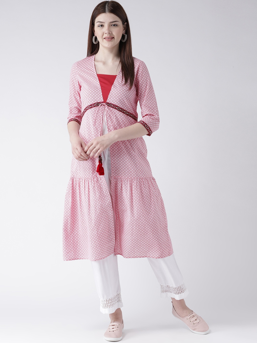 

DODO & MOA Women Pink Solid Empire Dress