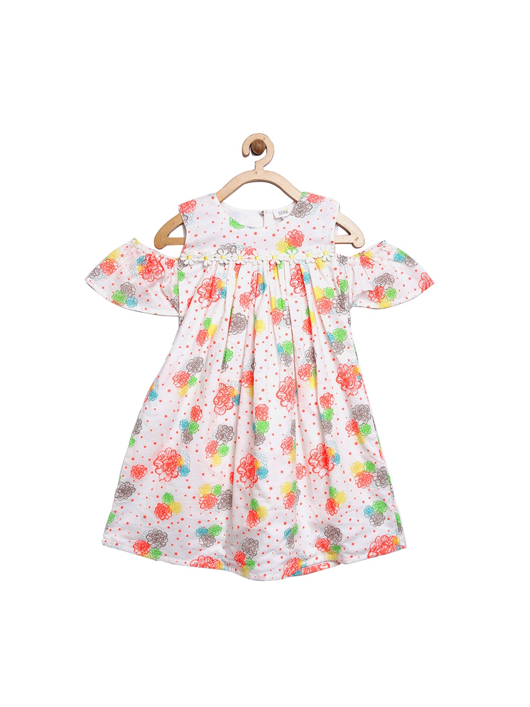 Sera Girls White Printed A-Line Dress