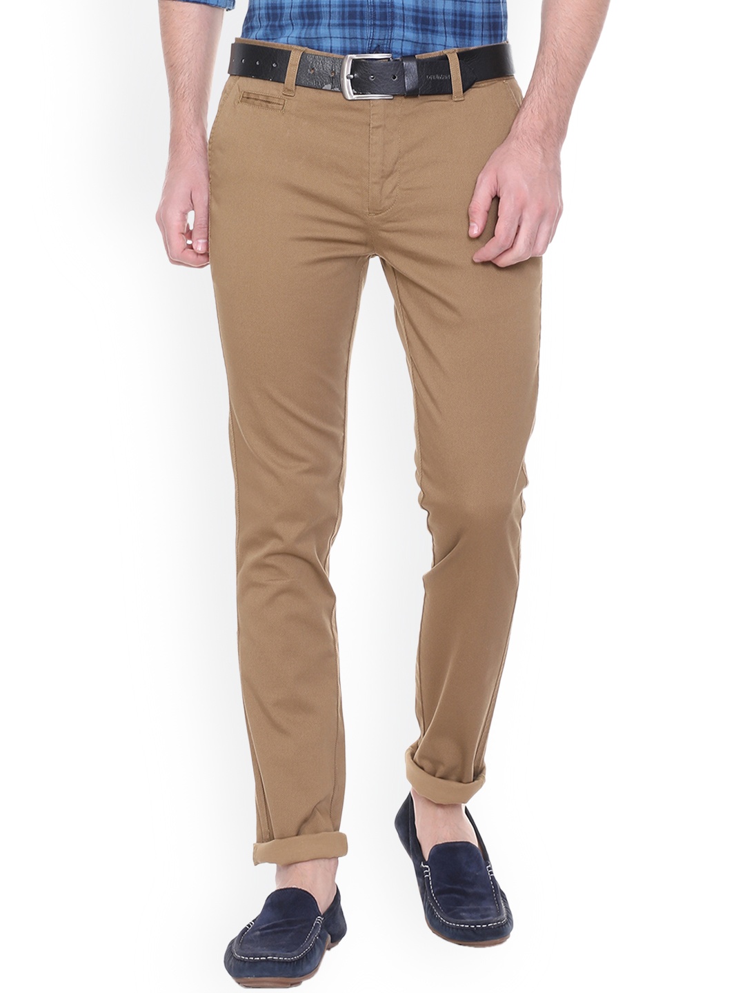 

People Men Brown Slim Fit Printed Chinos