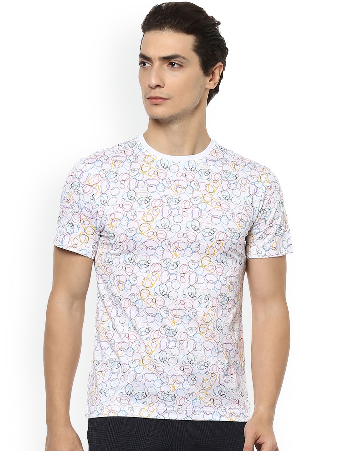 

SIMON CARTER LONDON Men White Printed Round Neck Pure Cotton T-shirt