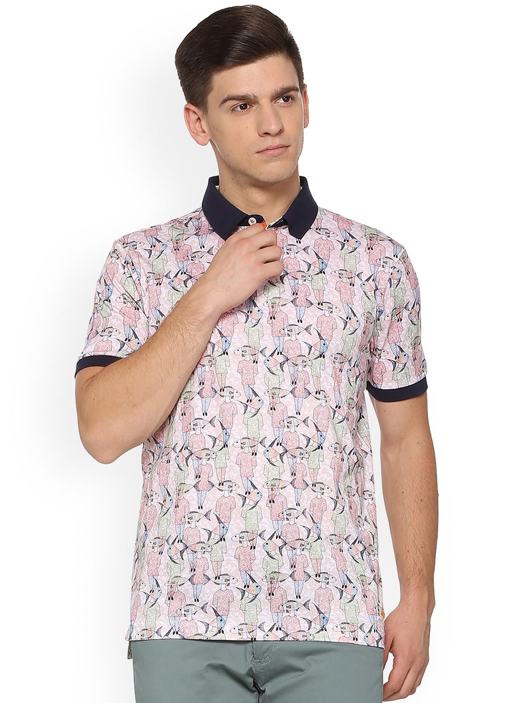 

SIMON CARTER LONDON Men Pink Printed Polo Collar T-shirt