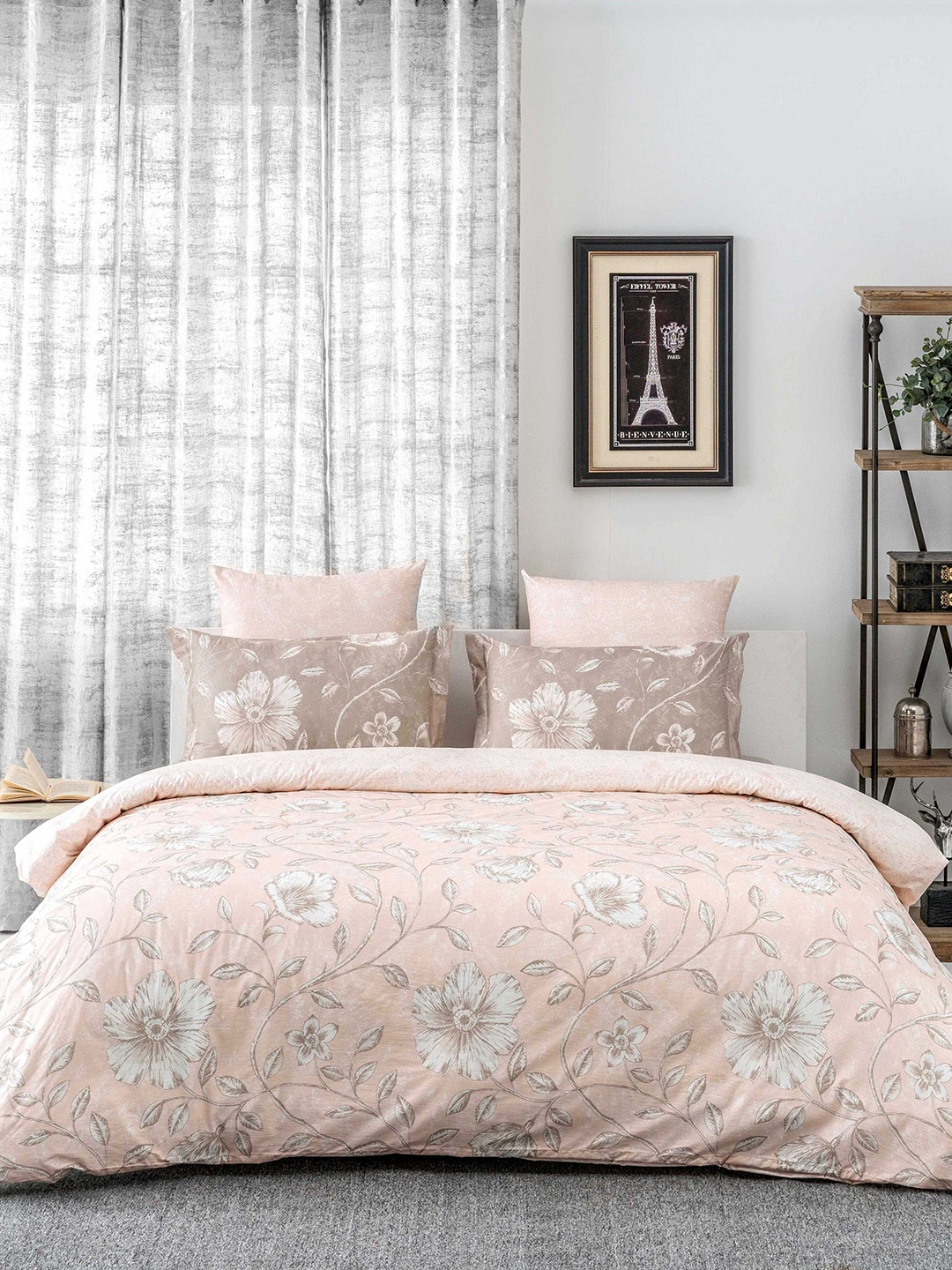 

DDecor Pink Floral Flat 144 TC Cotton 1 Single Bedsheet with 1 Pillow Cover