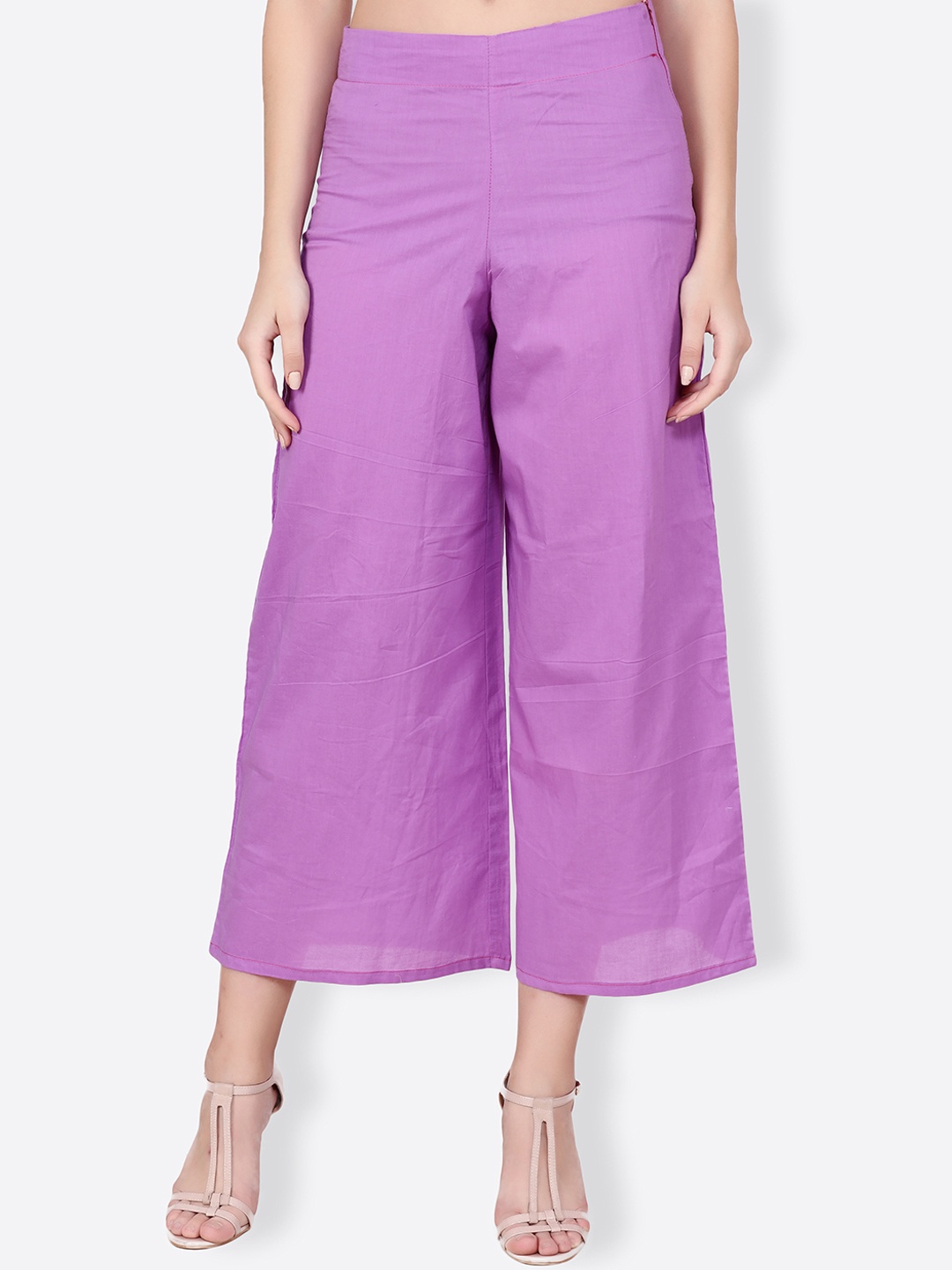 SCORPIUS Women Lavender Solid Flared Palazzos