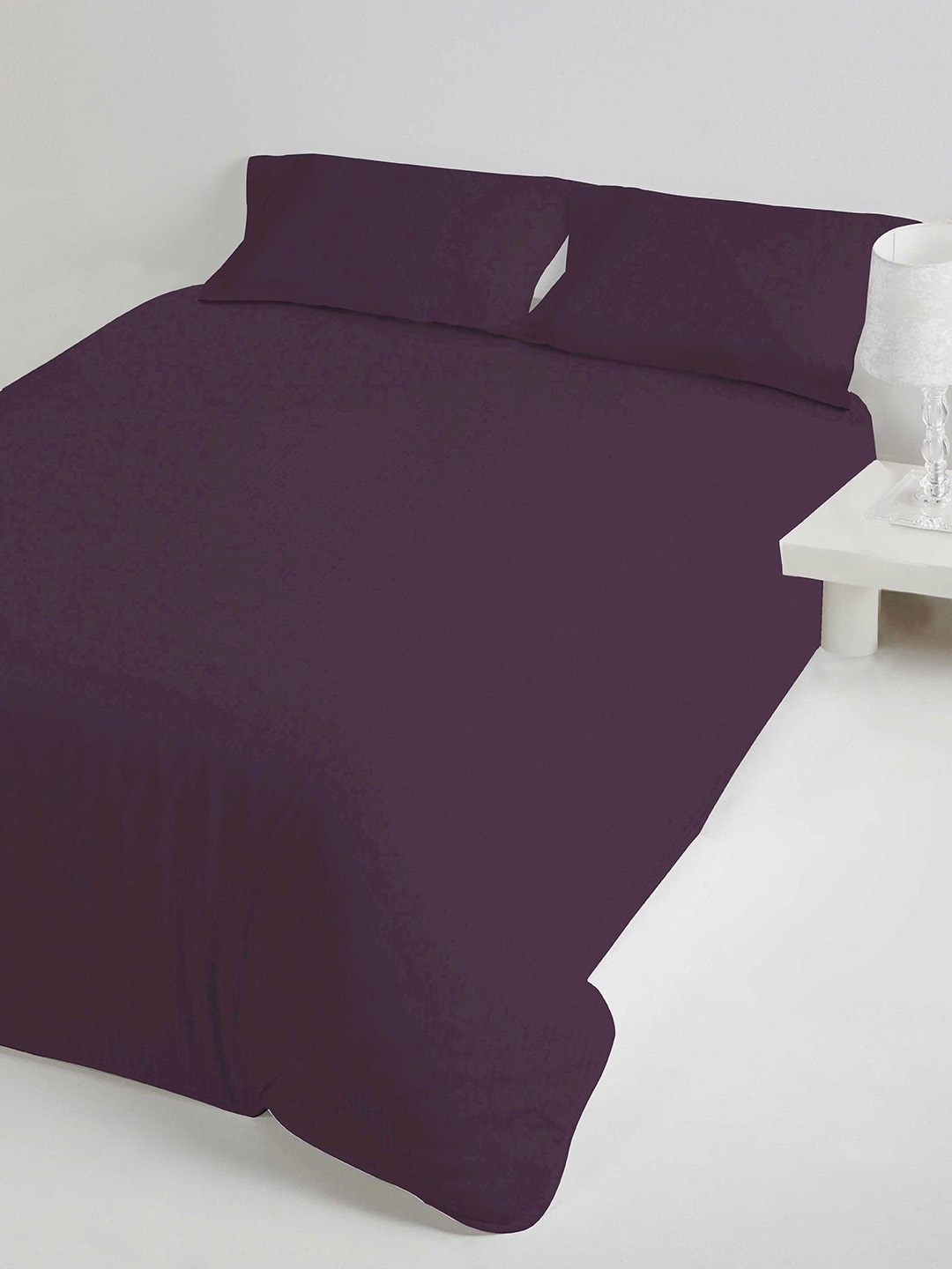 

DDecor Purple Solid Flat 400 TC Cotton Single Bedsheet with 1 Pillow Covers