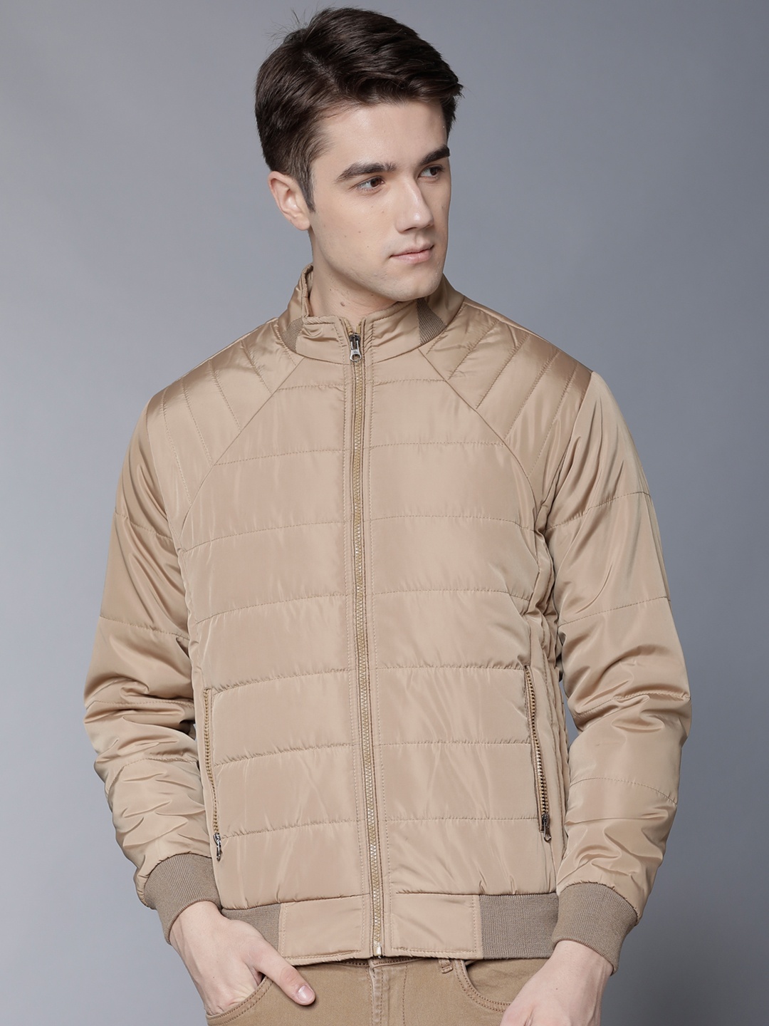 

LOCOMOTIVE Men Khaki Solid Puffer Jacket