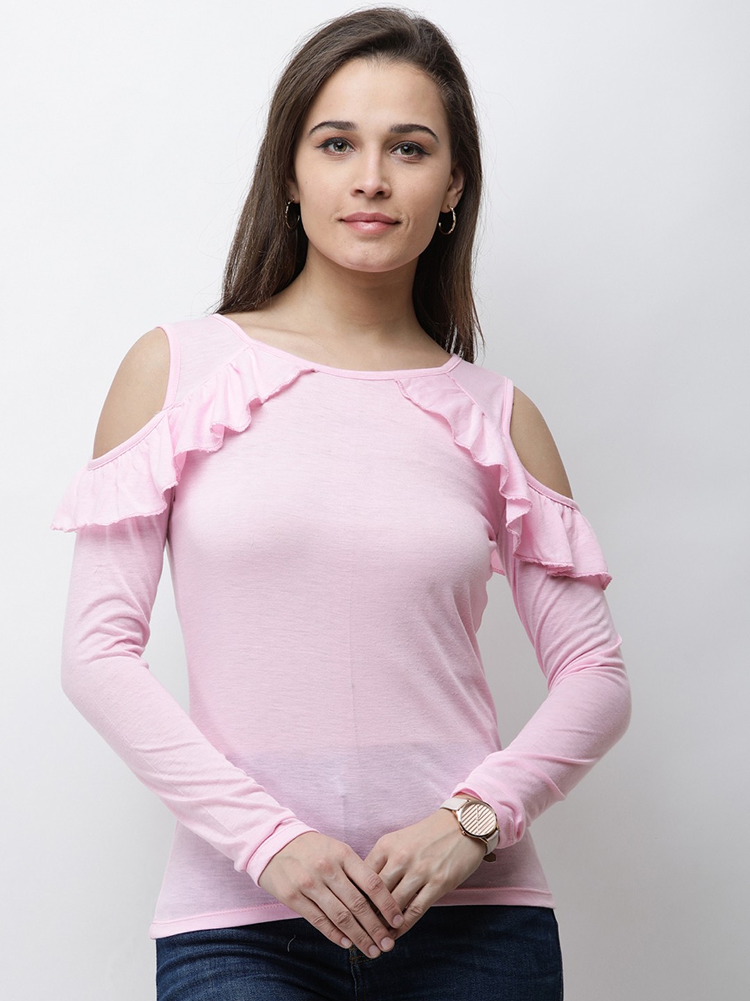 

Cation Women Pink Solid Fitted Top