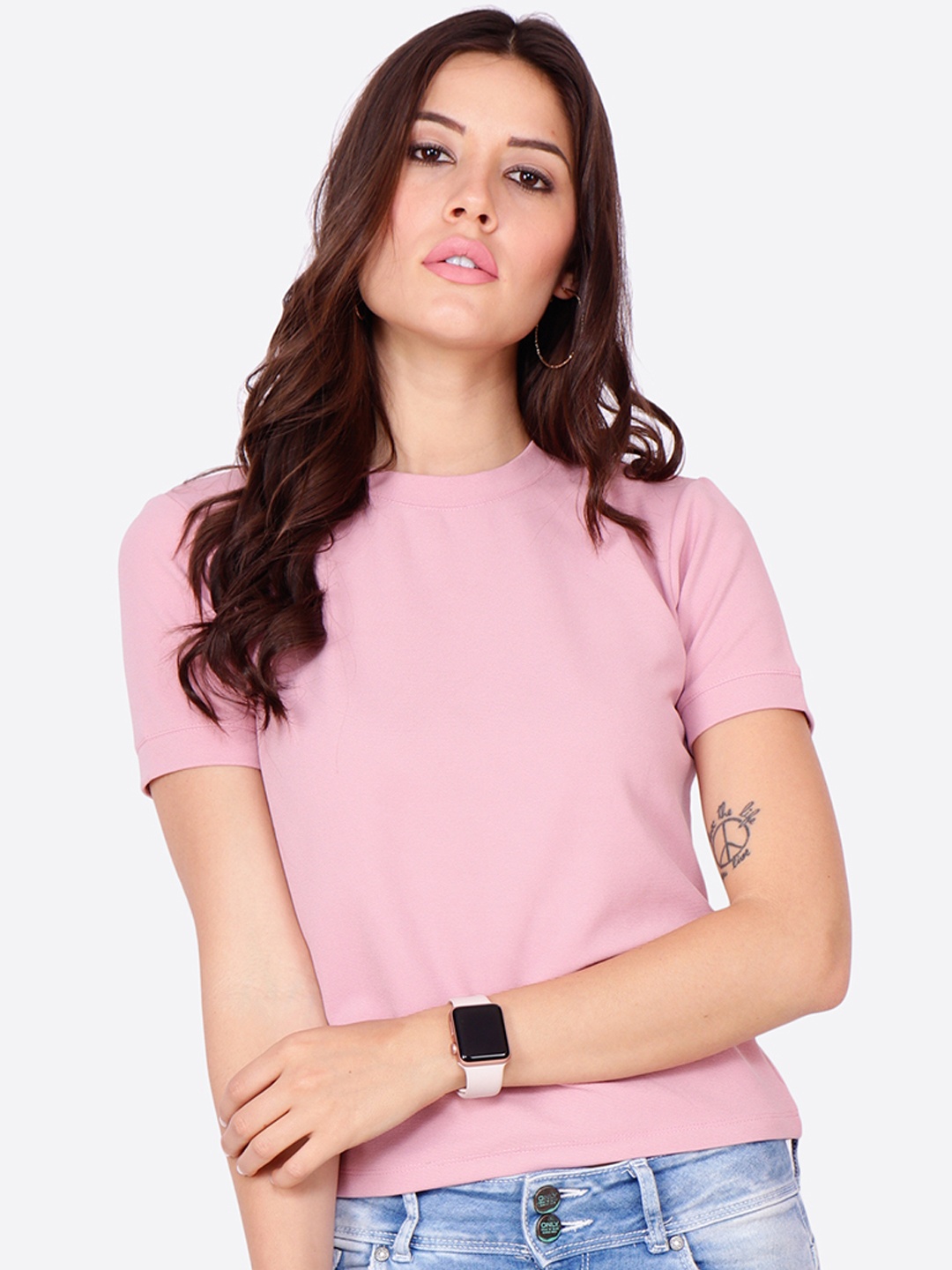 SCORPIUS Pink Turtle Neck Top