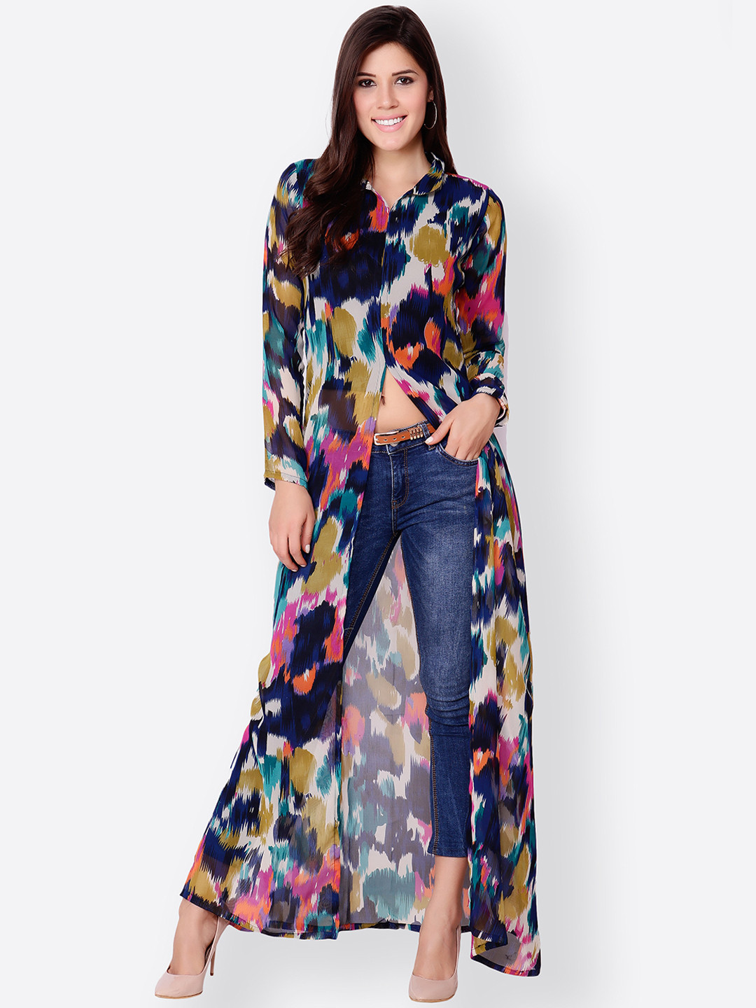 

SCORPIUS Women Multicoloured Printed Maxi Top, Multi