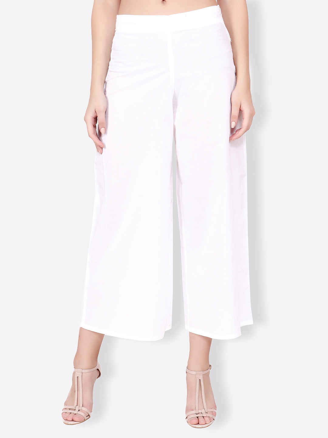 

SCORPIUS Women White Solid Flared Palazzos