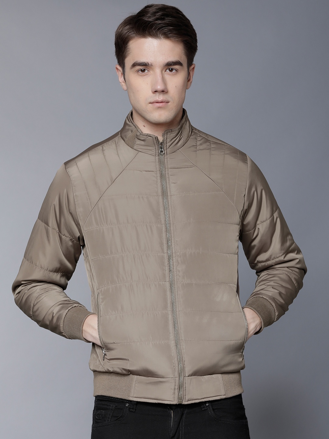 LOCOMOTIVE Men Taupe Solid Puffer Jacket