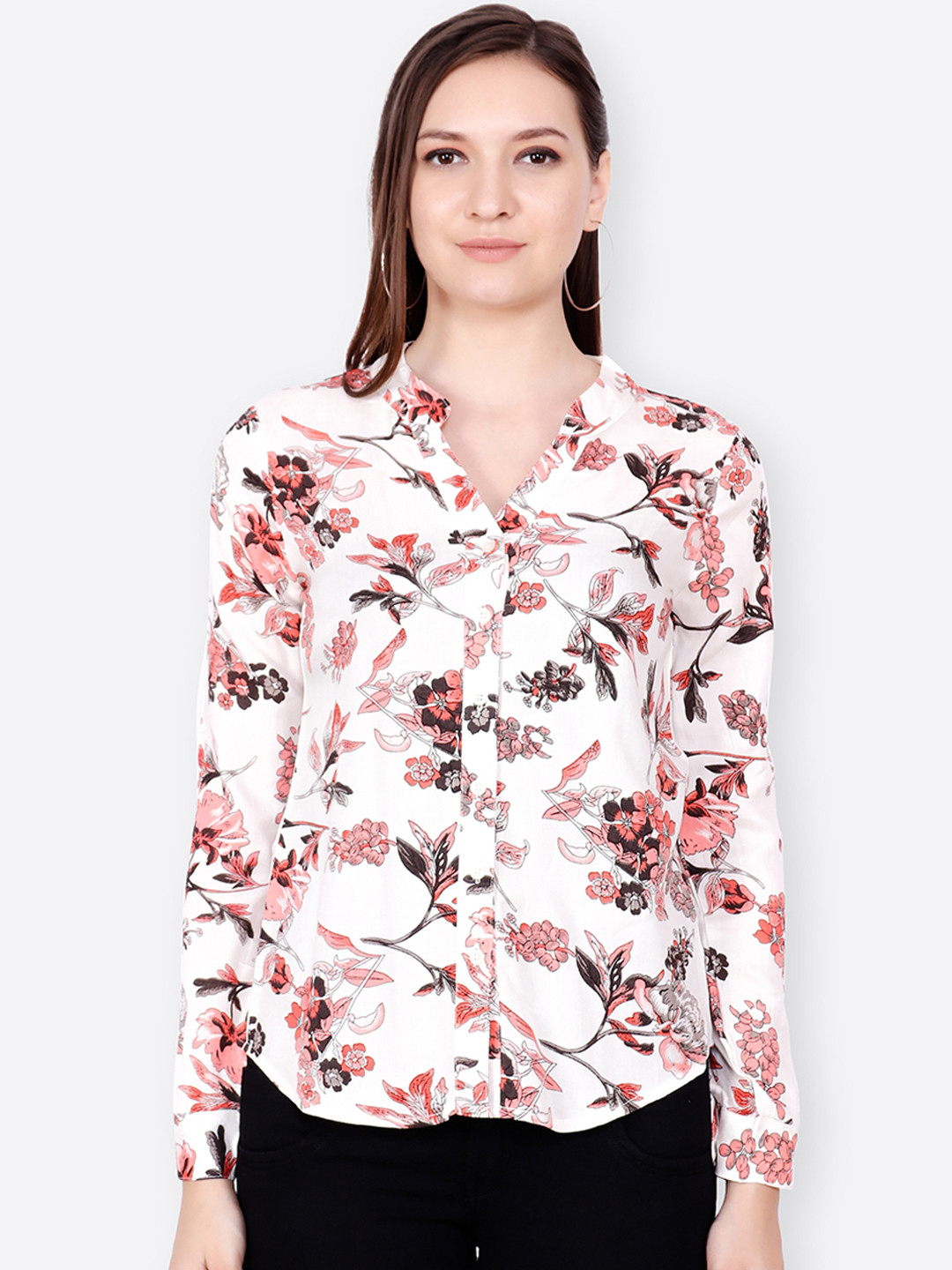 

SCORPIUS Women White Regular Fit Printed Casual Shirt