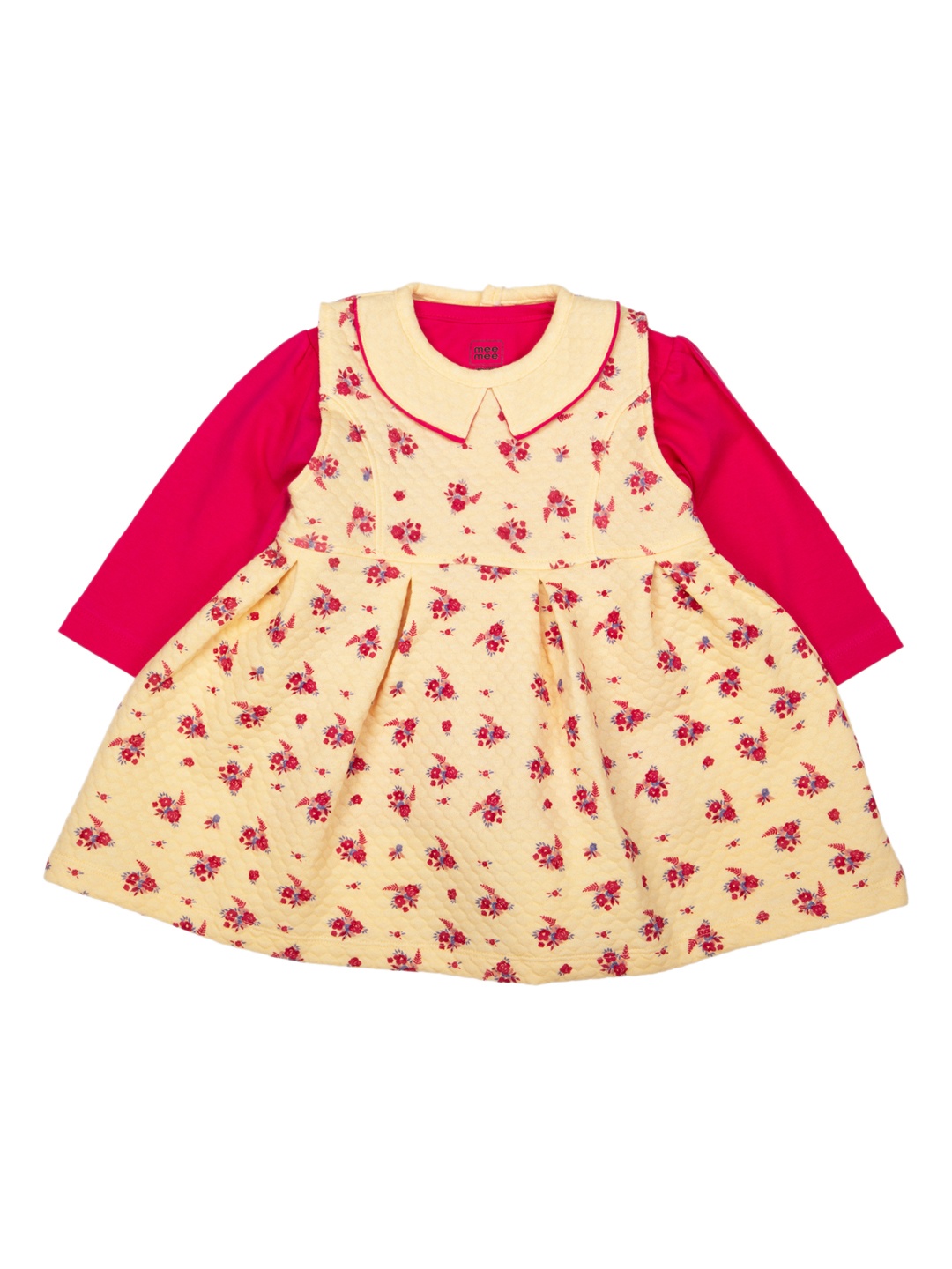 

MeeMee Girls Beige & Pink Solid T-shirt with Skirt