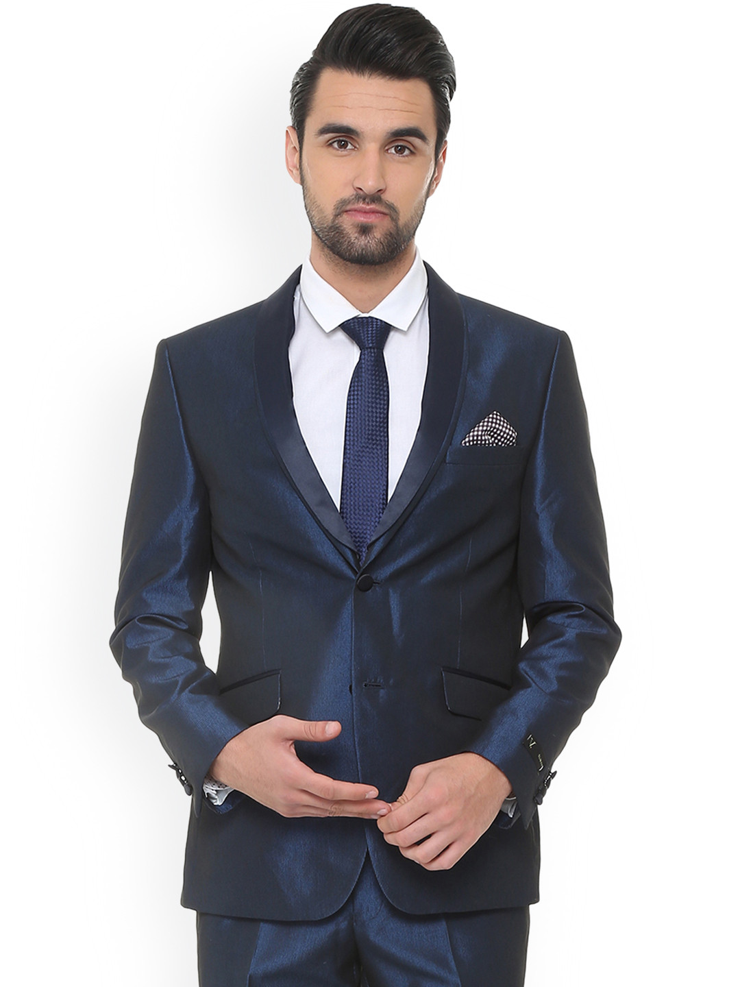 

V Dot Men Blue Slim Fit Two-Piece Suit