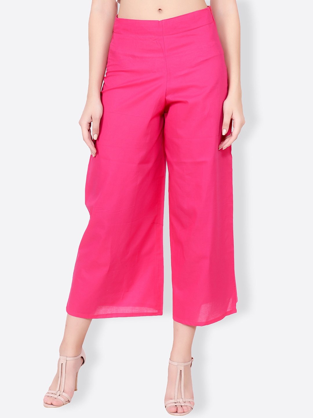 SCORPIUS Women Pink Flared Solid Palazzos