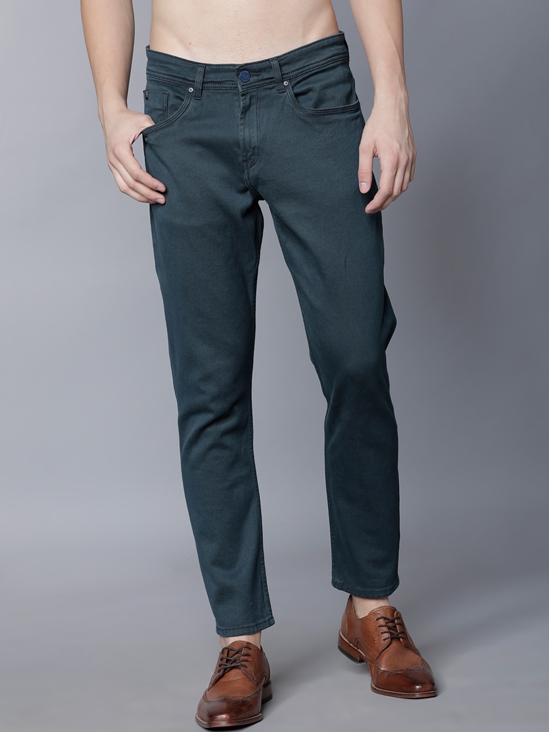 

LOCOMOTIVE Men Teal Tapered Fit Mid-Rise Clean Look Stretchable Jeans