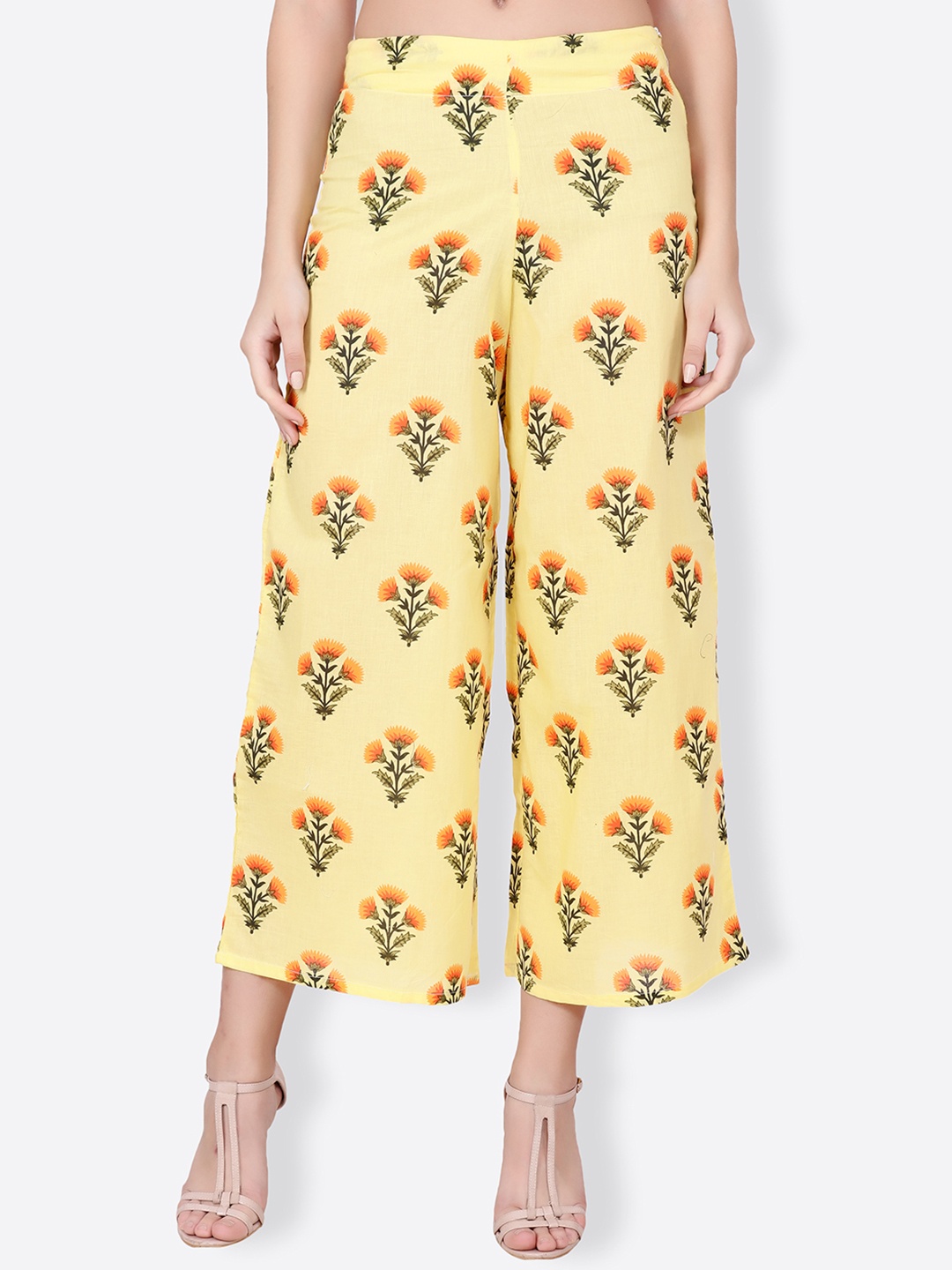 

SCORPIUS Women Yellow & Green Printed Flared Palazzos