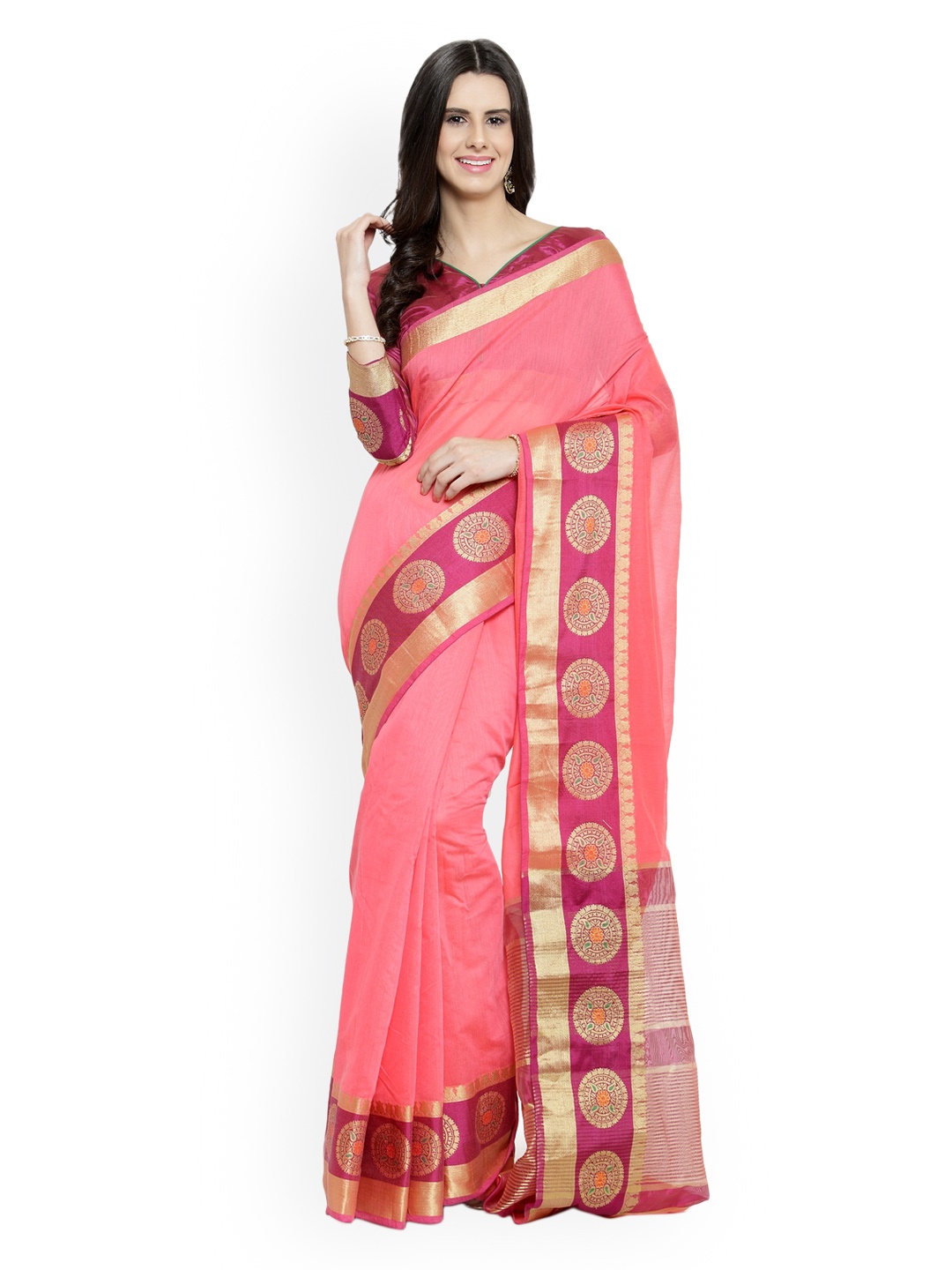 

Shaily Peach-Coloured Pure Silk Woven Design Banarasi Saree
