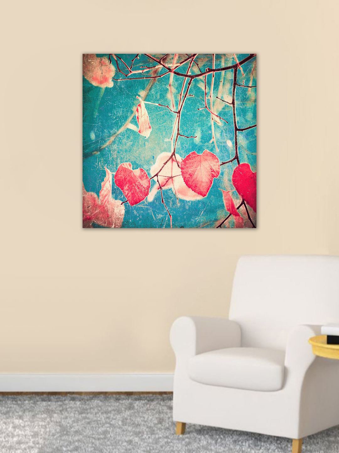 

999Store Blue, Pink & Brown Leaves Wall Art