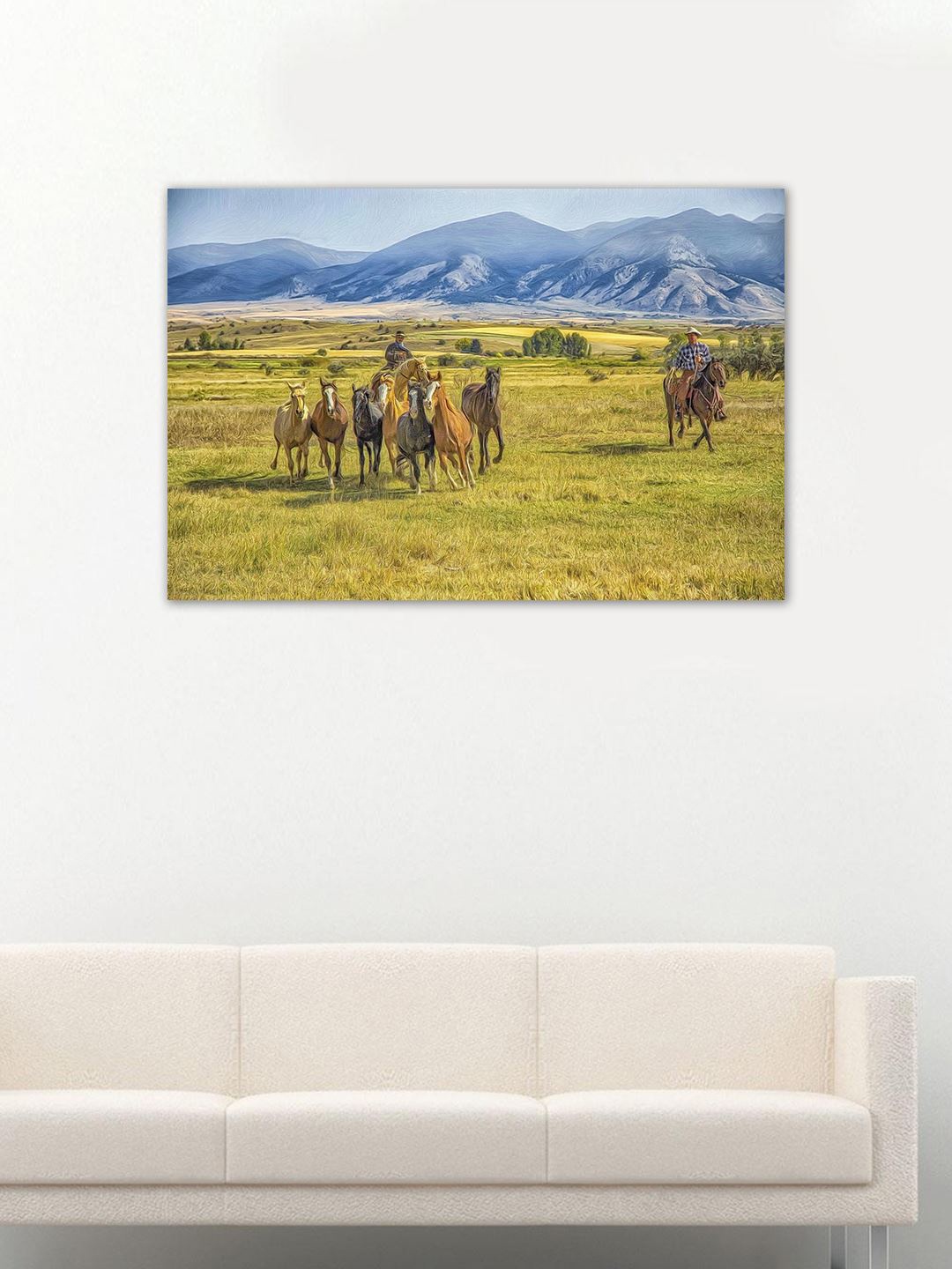 999Store Green & Blue Horse Wall Art