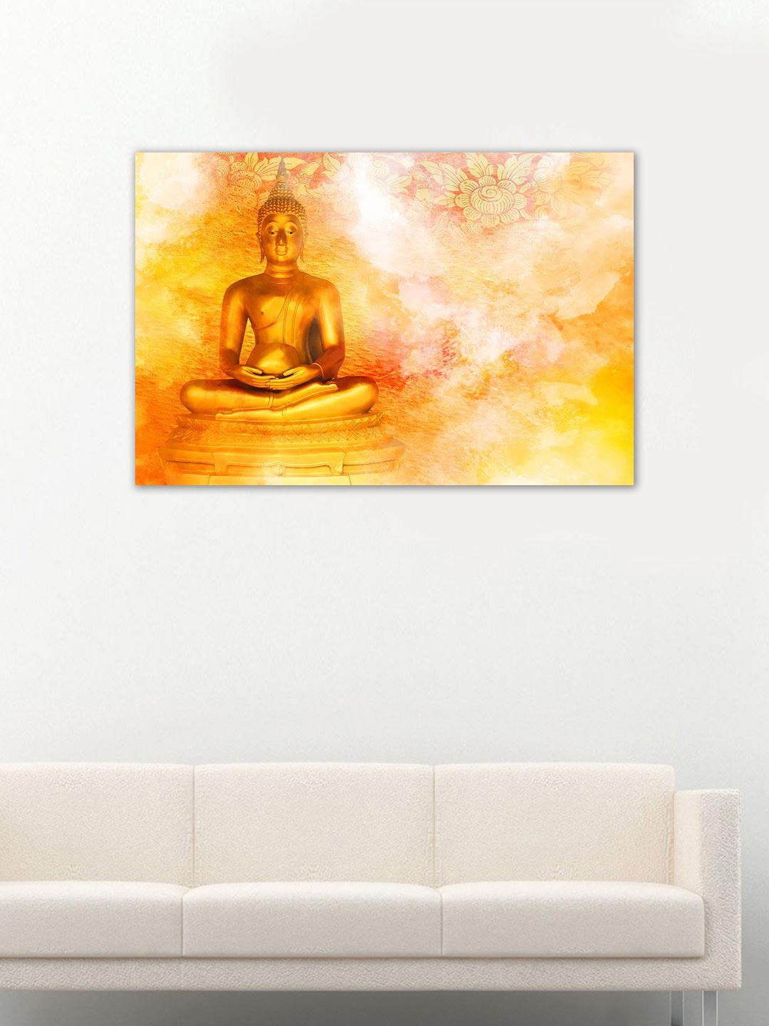 

999Store Yellow & Orange Hand-Painted Buddha Wall Art