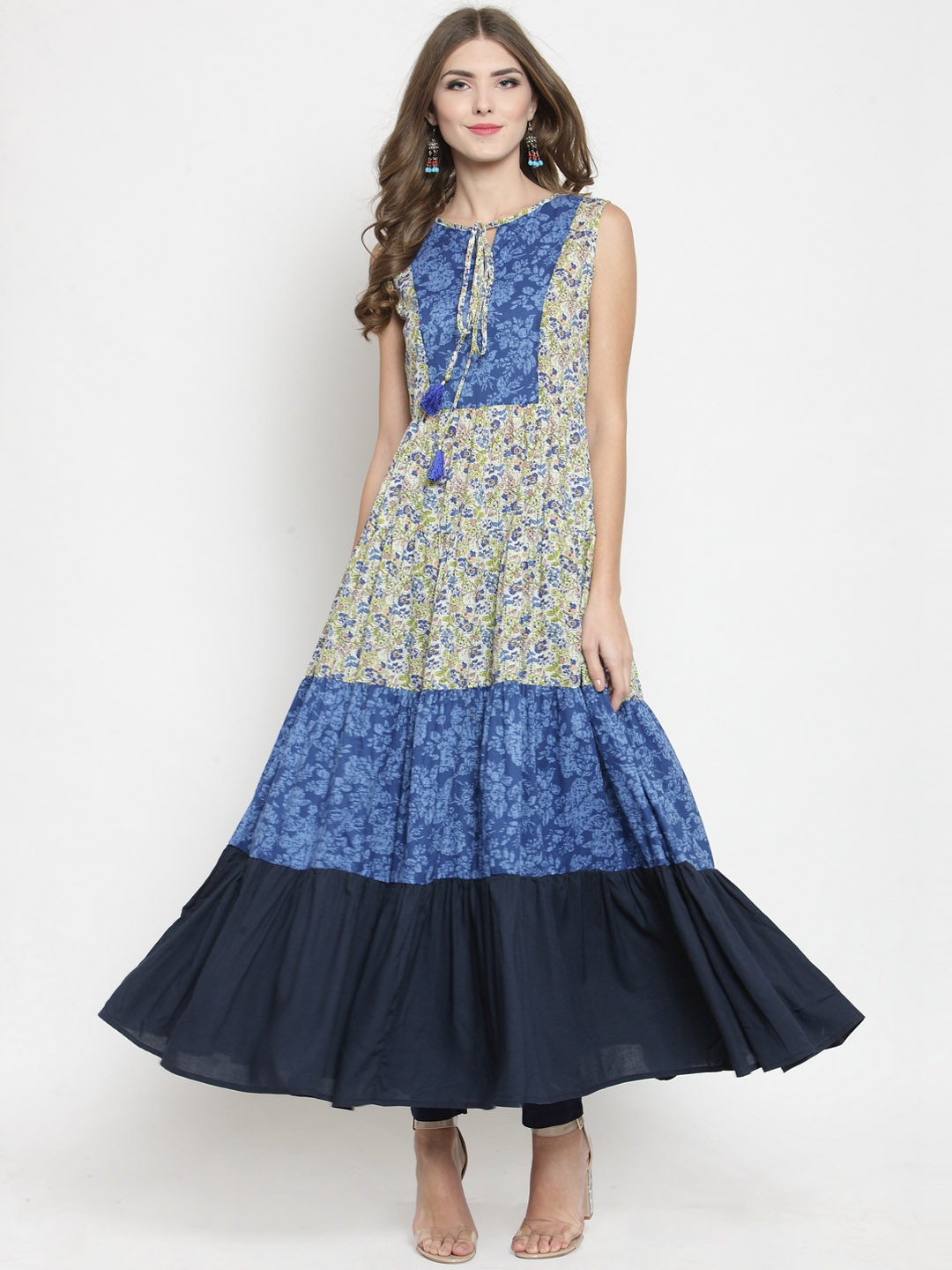 

Sera Women Off-White & Blue Printed Kurti with Palazzos