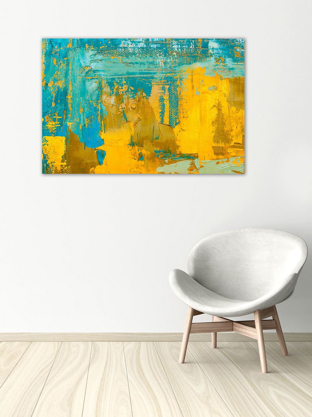 

999Store Blue & Yellow Handpainted Abstract Wall Art