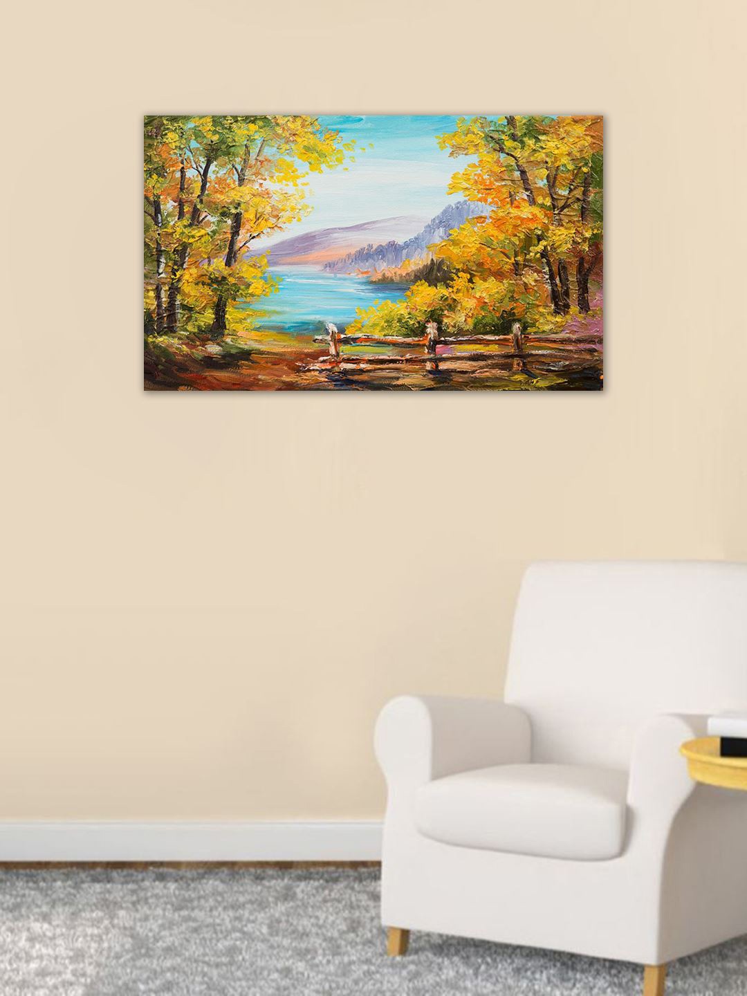 999Store Green & Yellow Abstract Wall Art