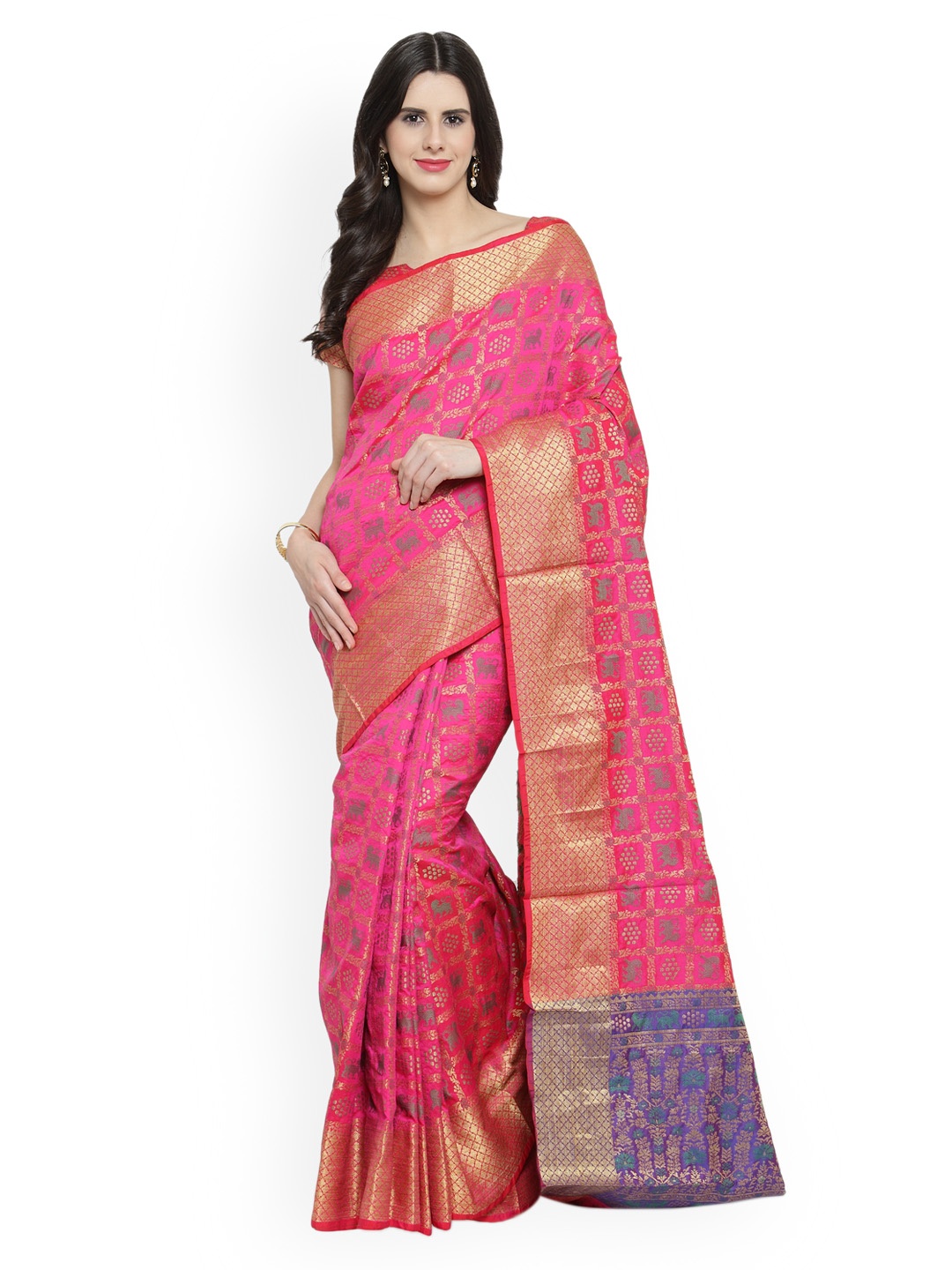

Shaily Pink Pure Silk Woven Design Patola Saree