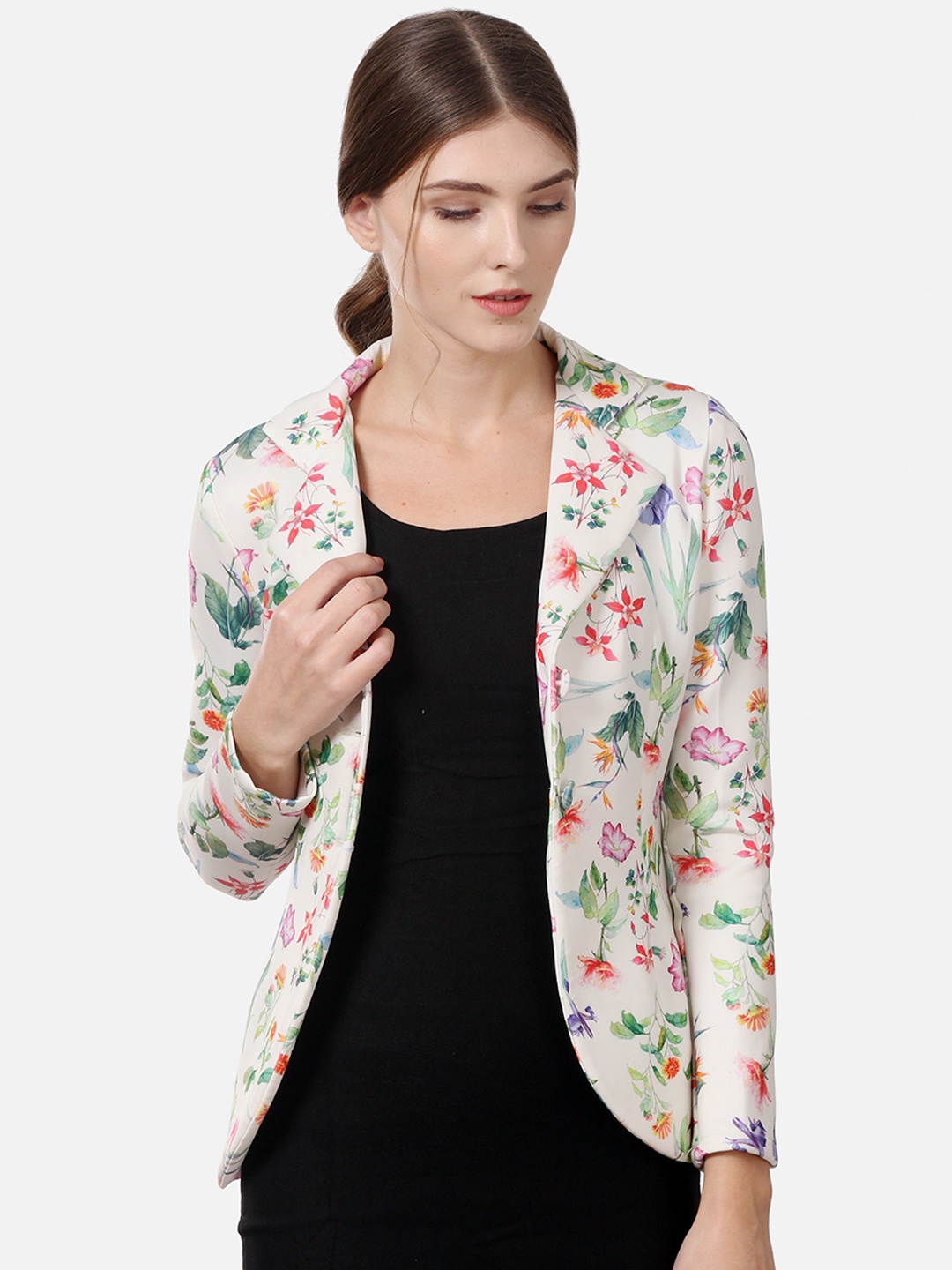 

Saadgi Women Multi-Coloured Floral Print Single-Breasted Blazer