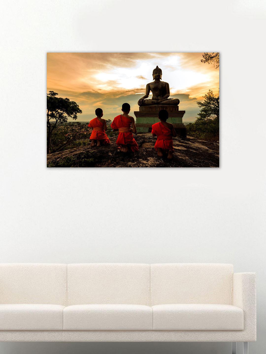999Store Brown & Red Hand-Painted Buddha Wall Art