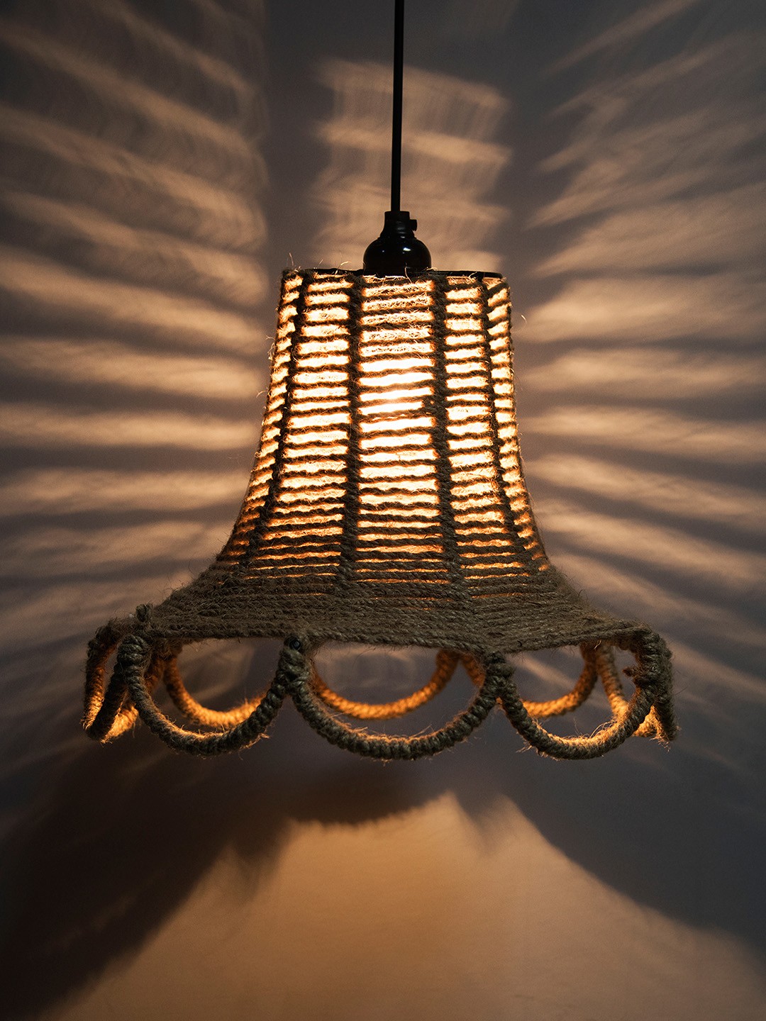 

Homesake Brown Knitted Rope Spiral Touch Hanging Light