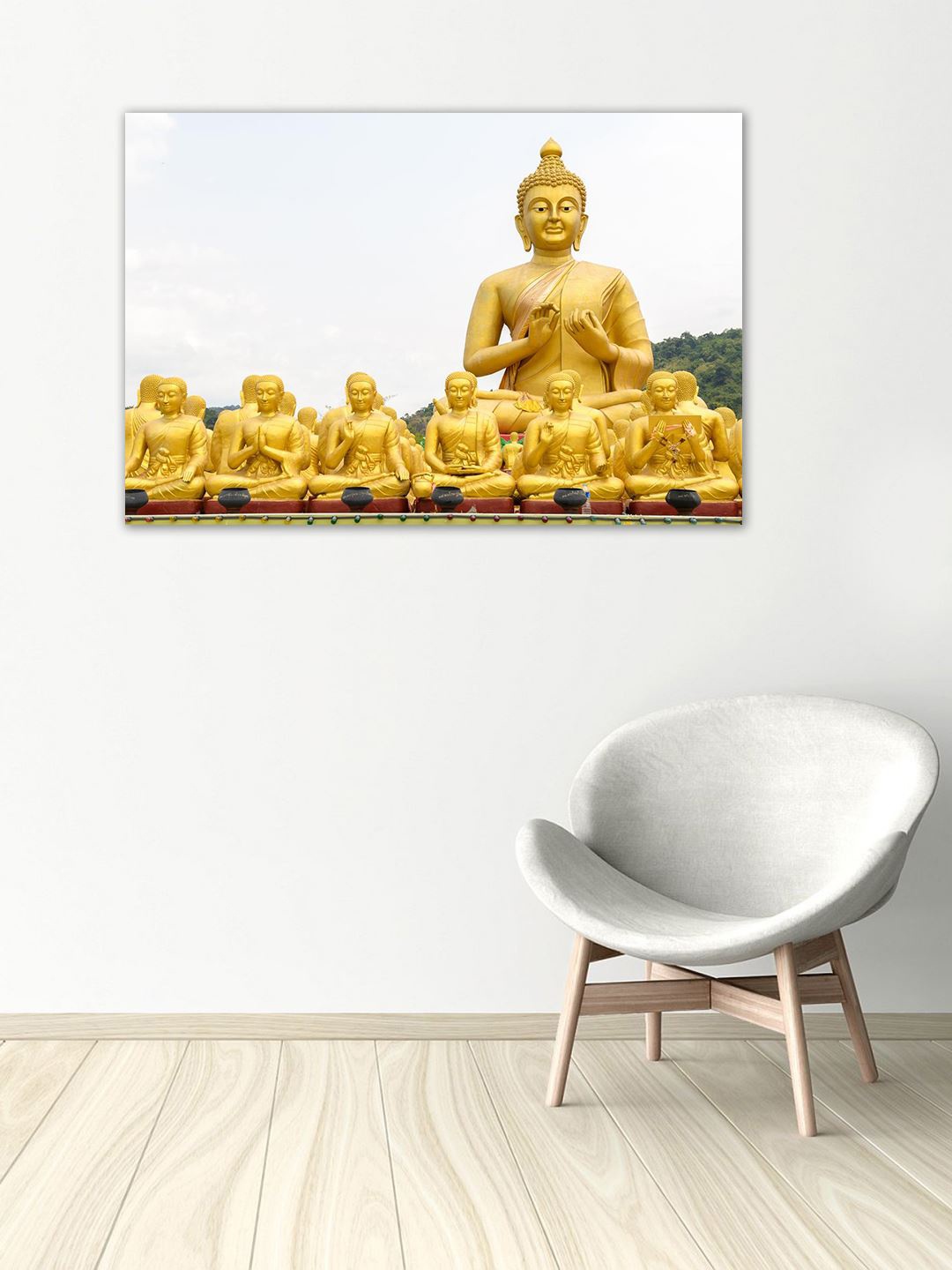 999Store Gold-Toned & White Hand-Painted Buddha Wall Art
