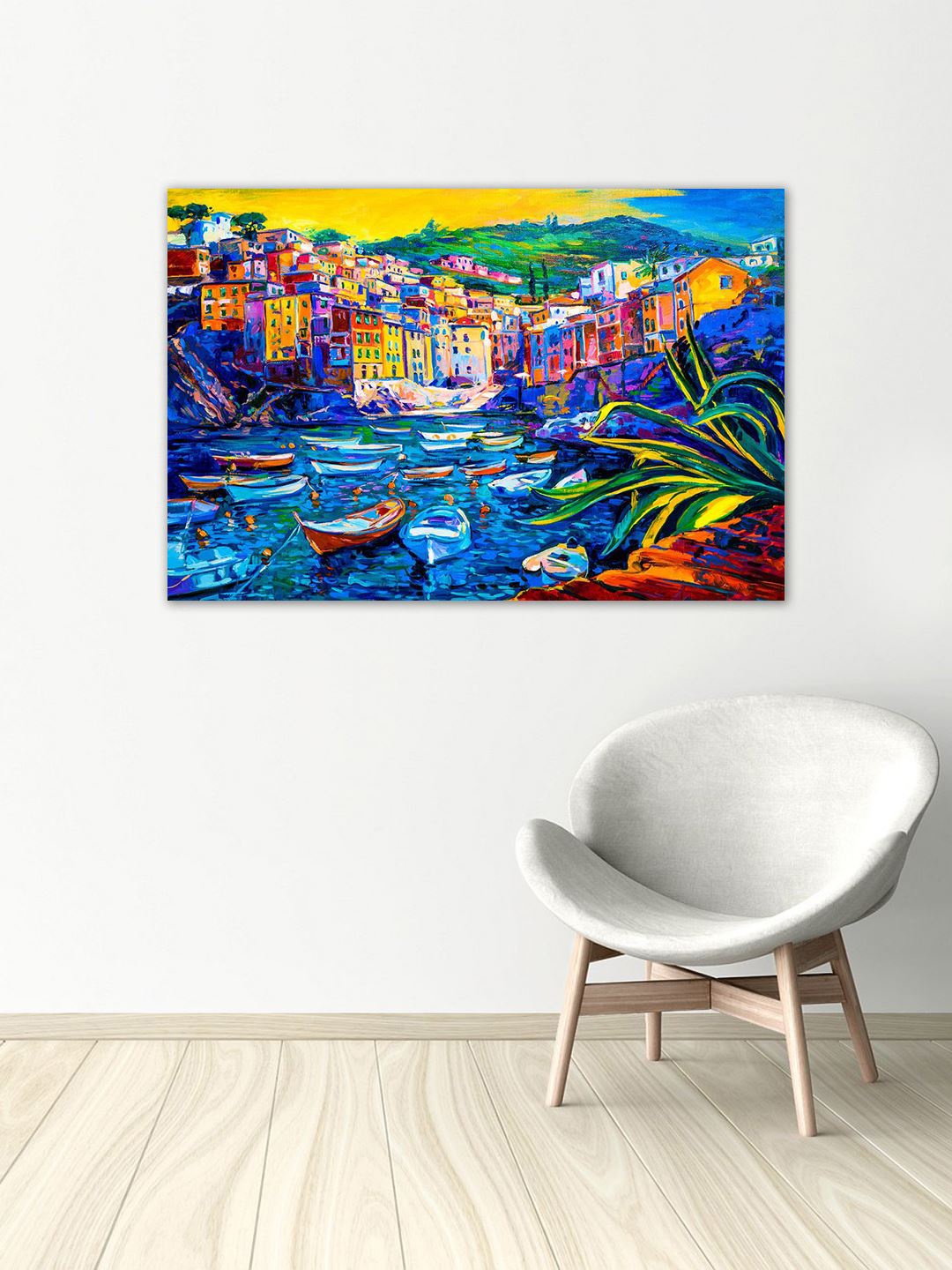 

999Store Multicoloured Handpainted Landscape Town Wall Art, Multi