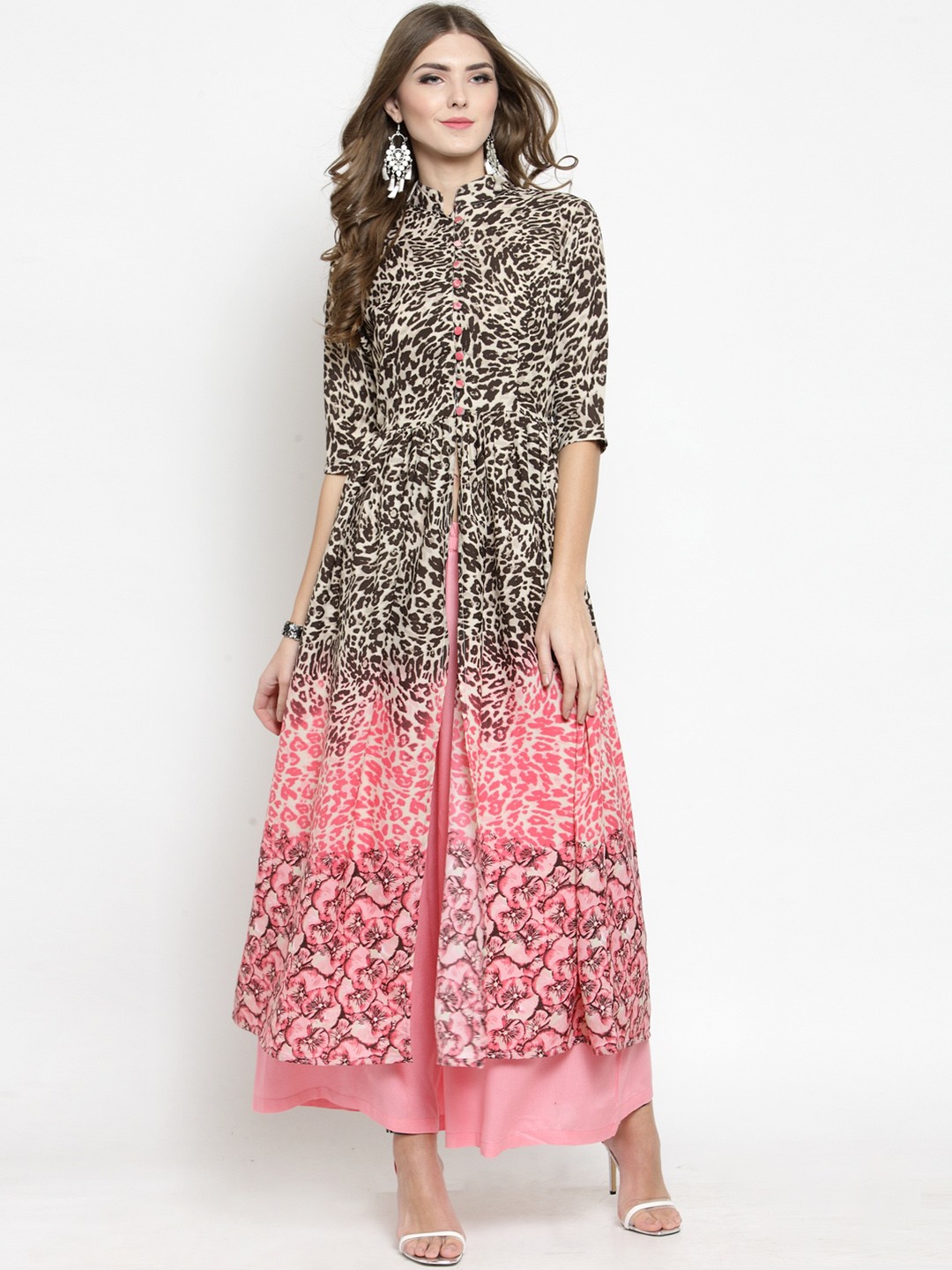 

Sera Women Beige & Pink Printed Kurta with Palazzos