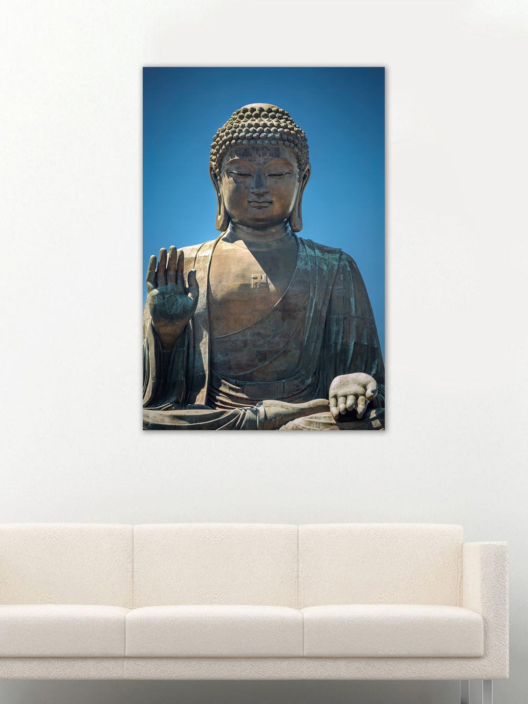 

999Store Blue & Grey Hand-Painted Buddha Wall Art