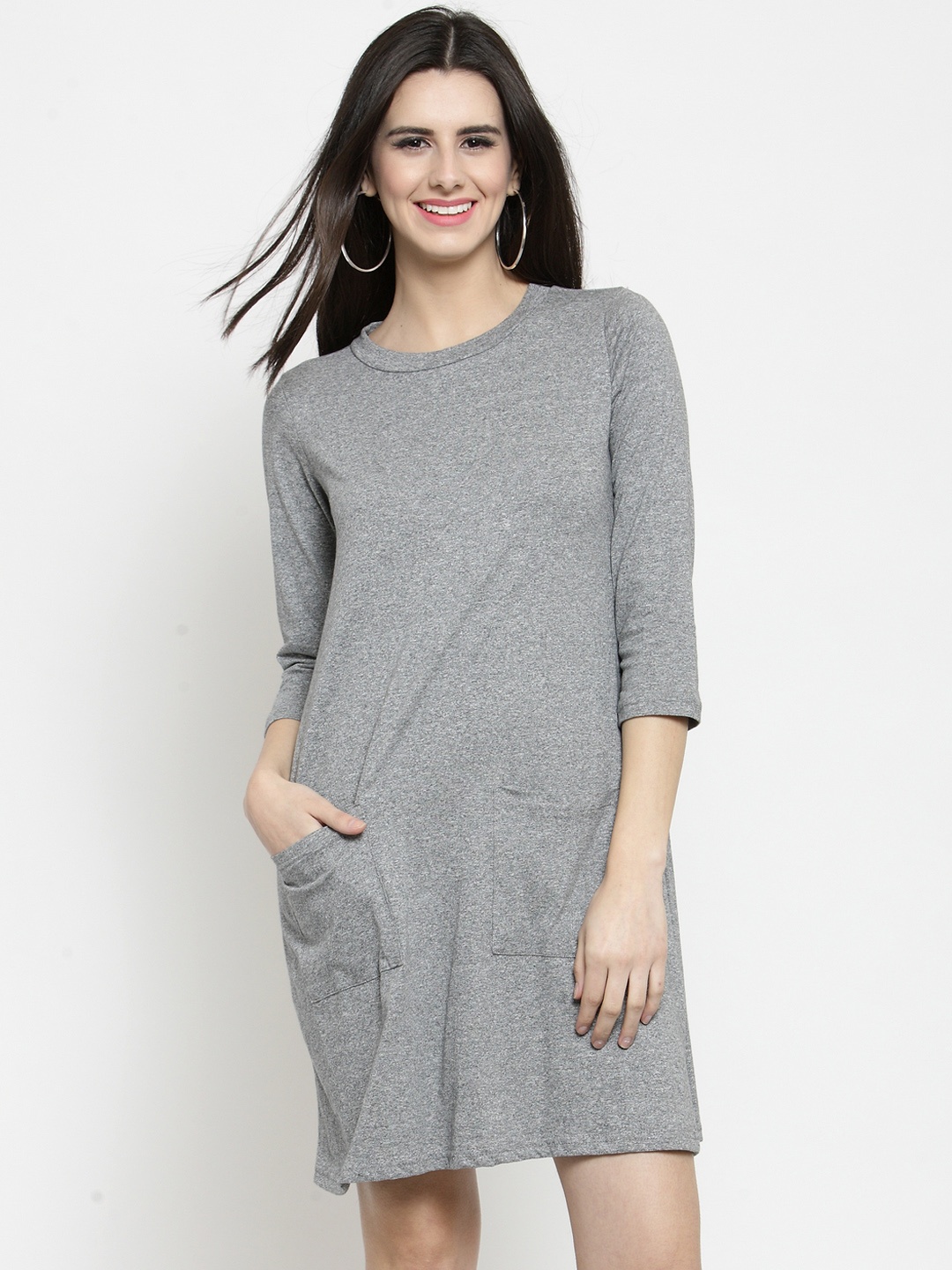 

Sera Women Grey Solid T-shirt Dress