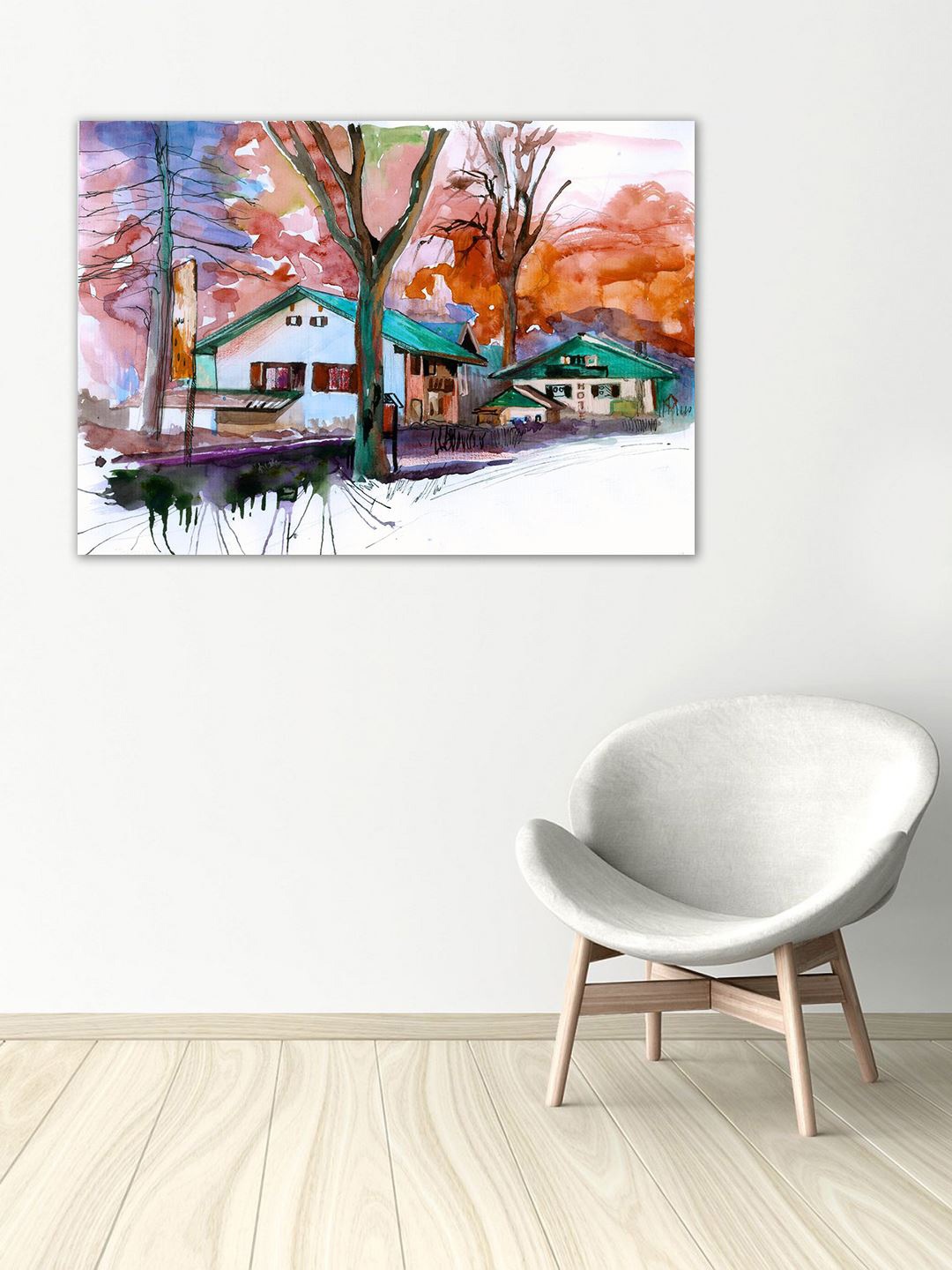 

999Store Multicoloured Village Wall Art, Multi