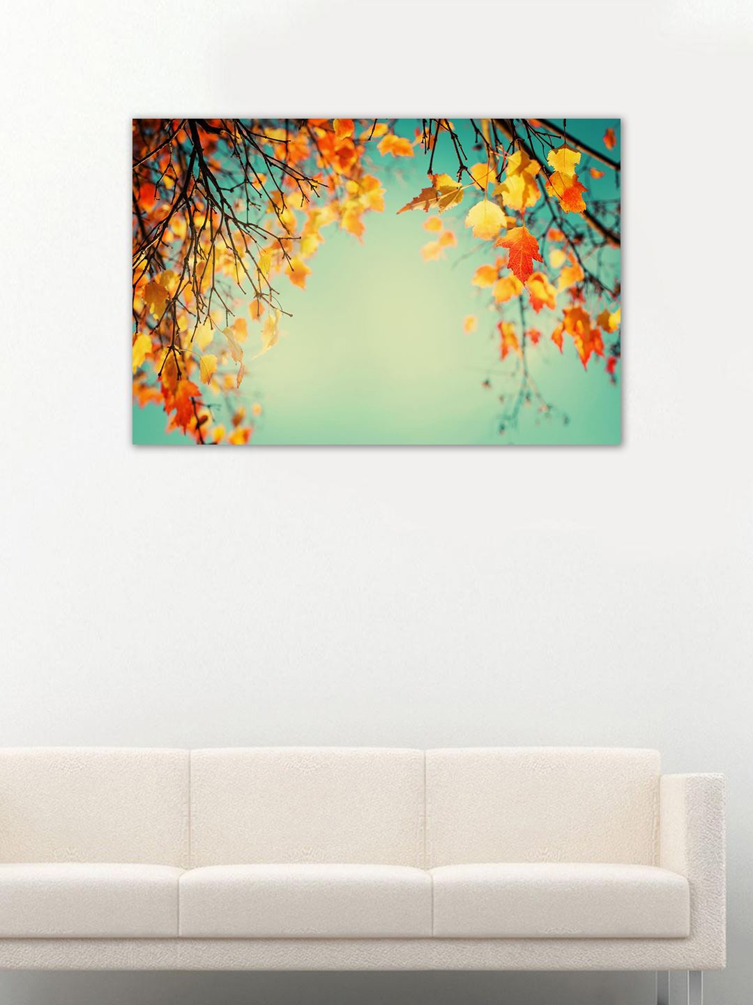 

999Store Blue, Yellow & Brown Leaves Wall Art