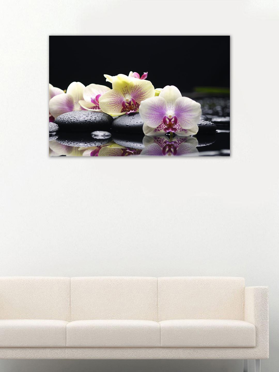 

999Store White Handpainted Flowers Wall Art