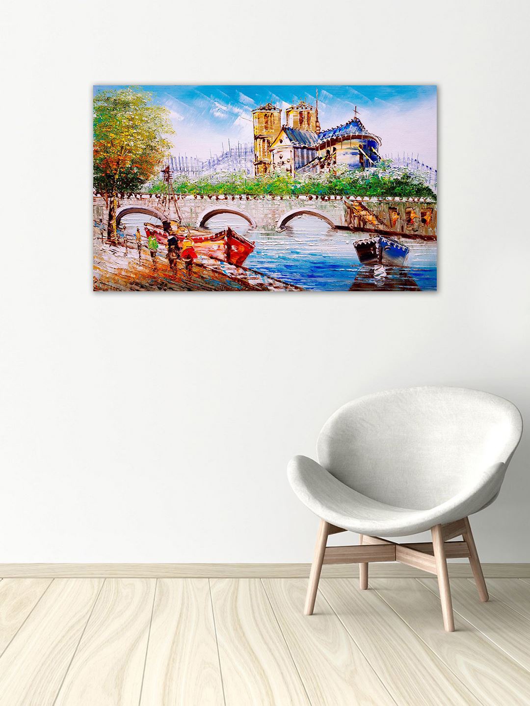 

999Store Blue & Multicoloured Abstract Hand-Painted Wall Art