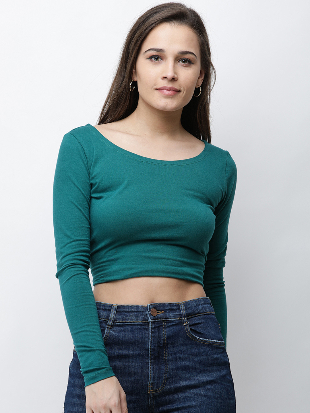 

Cation Women Green Solid Pure Cotton Top