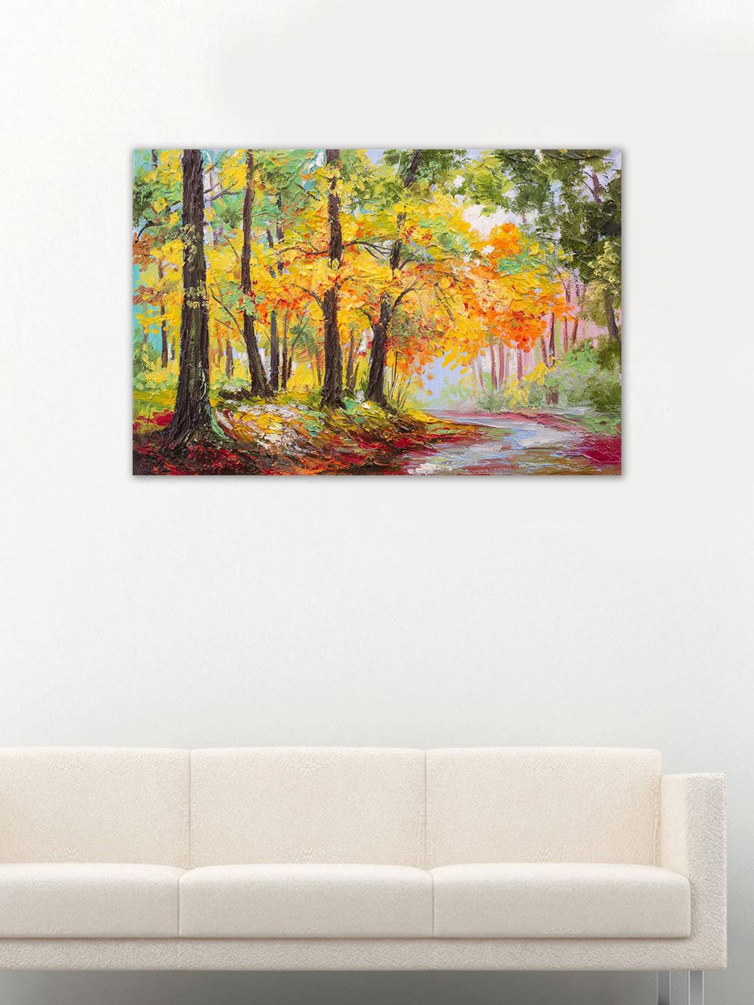 

999Store Green & Yellow Hand-Painted Forest Wall Art