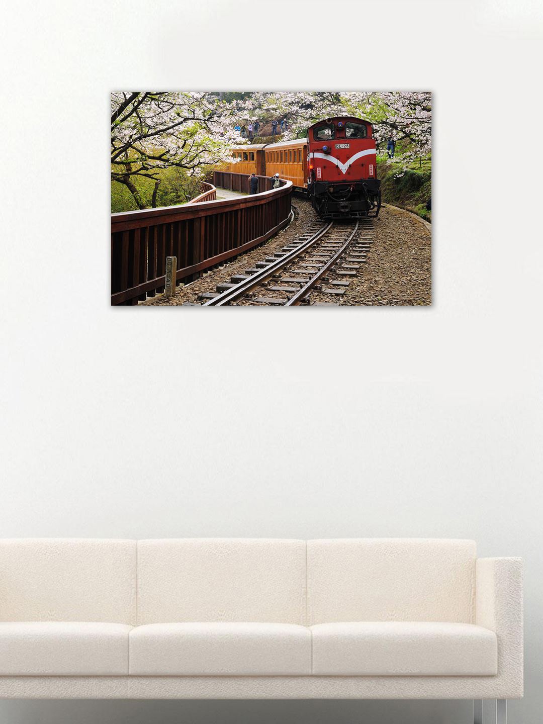 

999Store Brown & Green Train Hand-Painted Wall Art