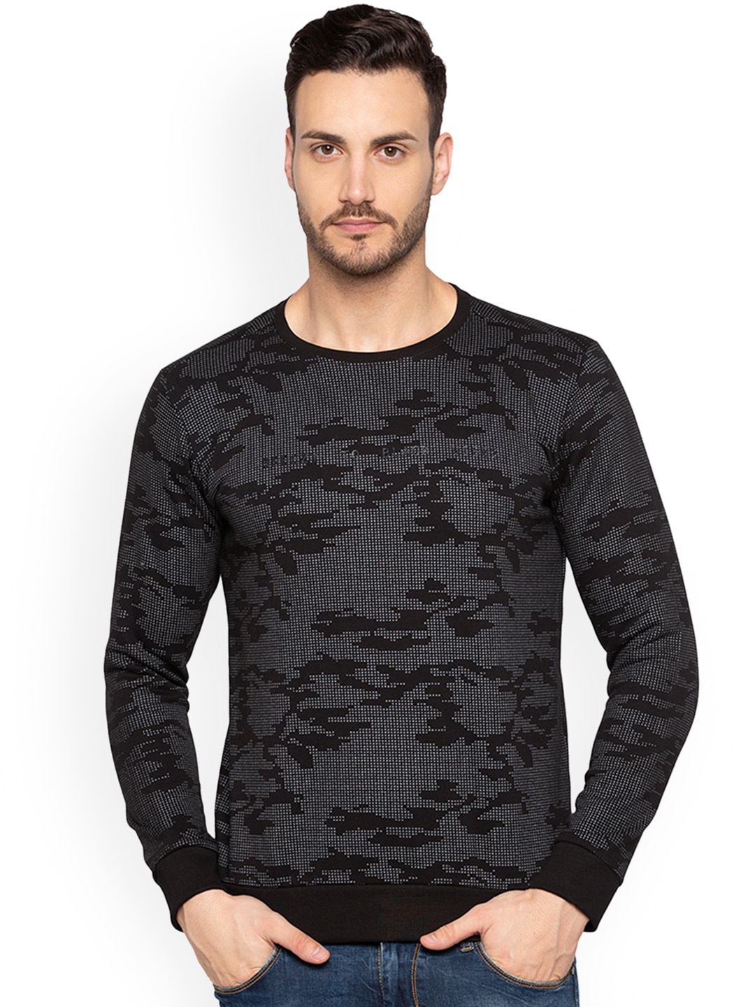 

Status Quo Men Black & Grey Printed Sweatshirt