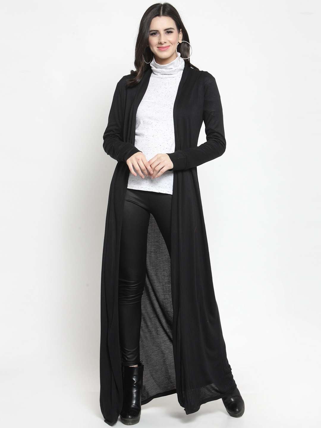 

Sera Black Solid Open Front Shrug